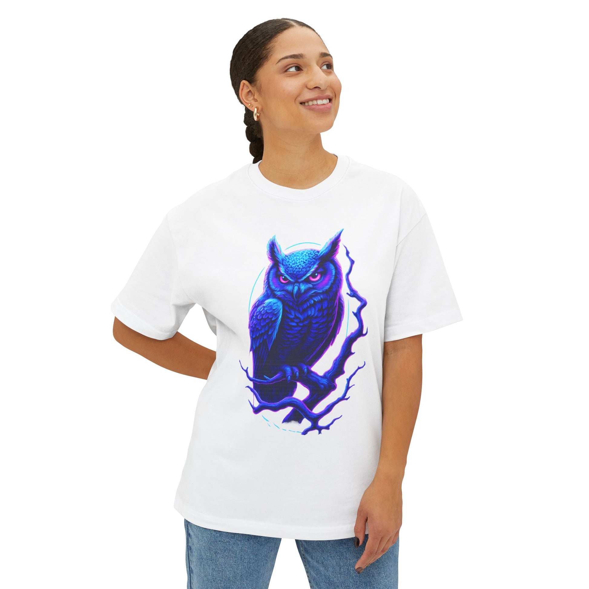 Mystical Owl T-Shirt | Unisex Regular Fit | Neon Art Graphic Tee | Streetwear | Gift for Owl Lovers - DINOS FASHION
