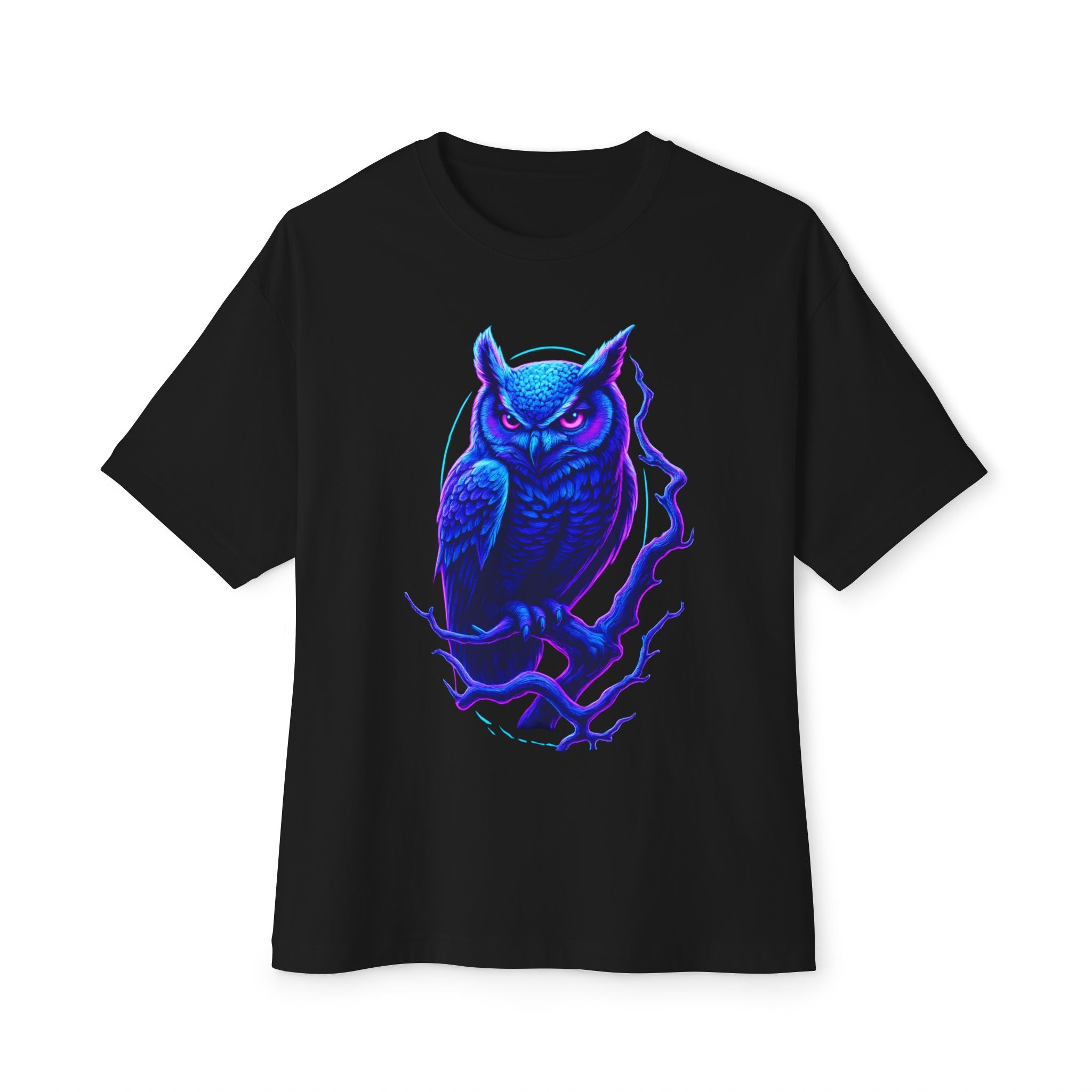 Image of Mystical Owl T-Shirt | Unisex Regular Fit | Neon Art Graphic Tee | Streetwear | Gift for Owl Lovers - DINOS FASHION