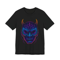Image of DINOS Demon Mask Graphic T-Shirt – Close-Up Design View