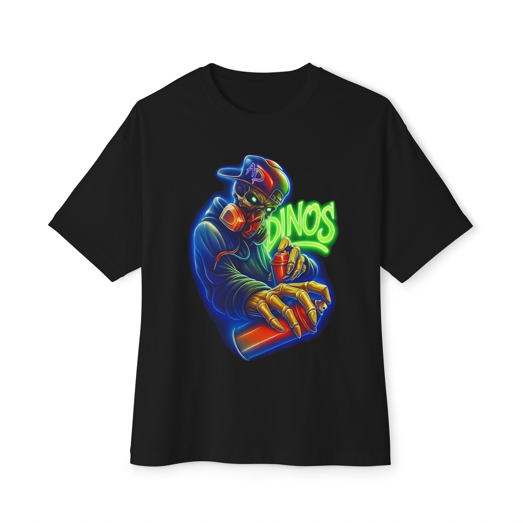 DINOS STYLE GRA OVERSIZE Unisex T-Shirt – Flat Lay Front View