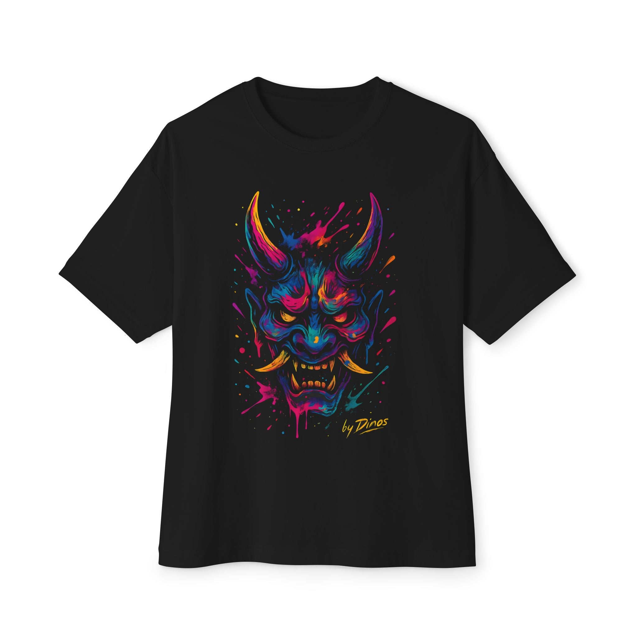 Image of DINOS samuraiColorful Graphic Tee, Unisex Oversized Tee, Streetwear, Festival Outfit, Bold Graphic T-Shirt, Edgy Art Shirt - DINOS FASHION