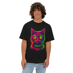 Image of DINOS CAT OVERSIZE Unisex T-Shirt – Male Model Wearing Front View