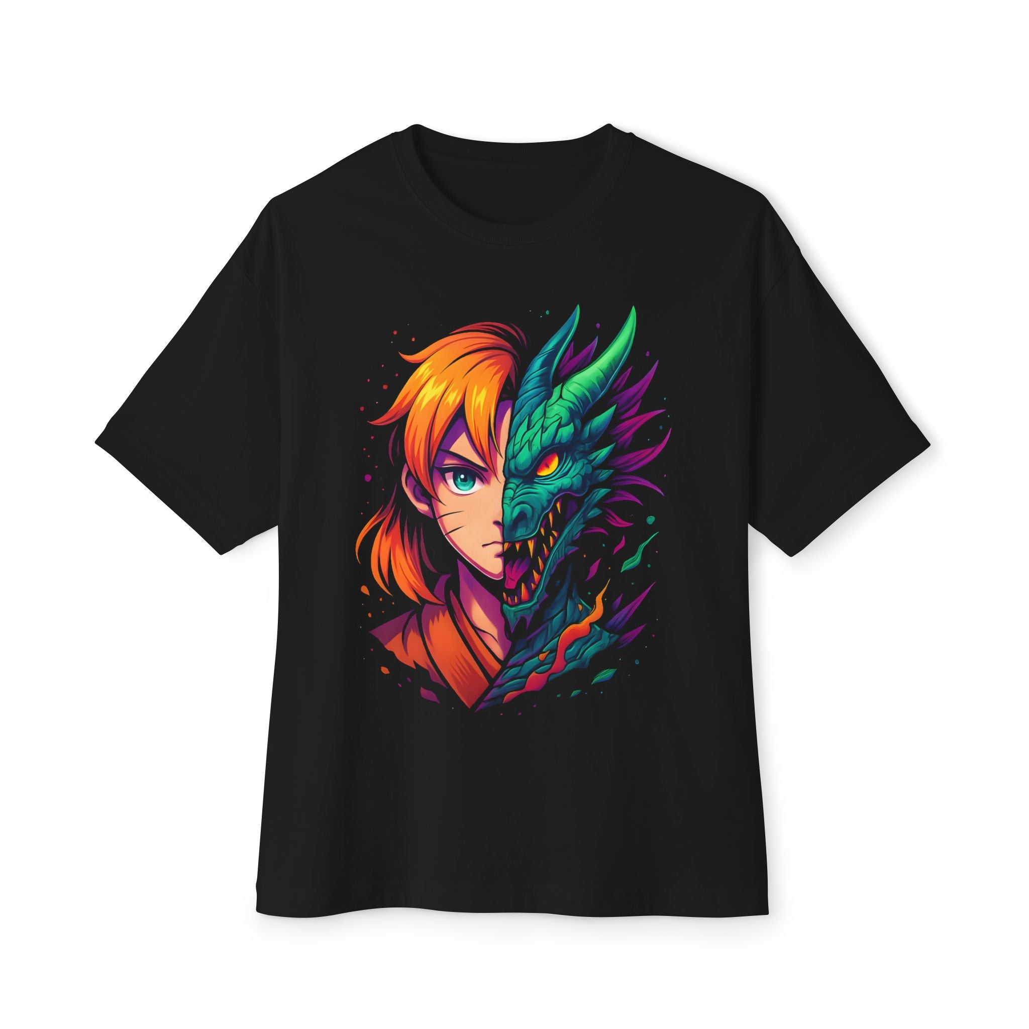 Image of DINOS Anime Dragon T-Shirt | Oversized Unisex Graphic Tee | Vibrant Manga Streetwear Shirt for Anime Fans - DINOS FASHION