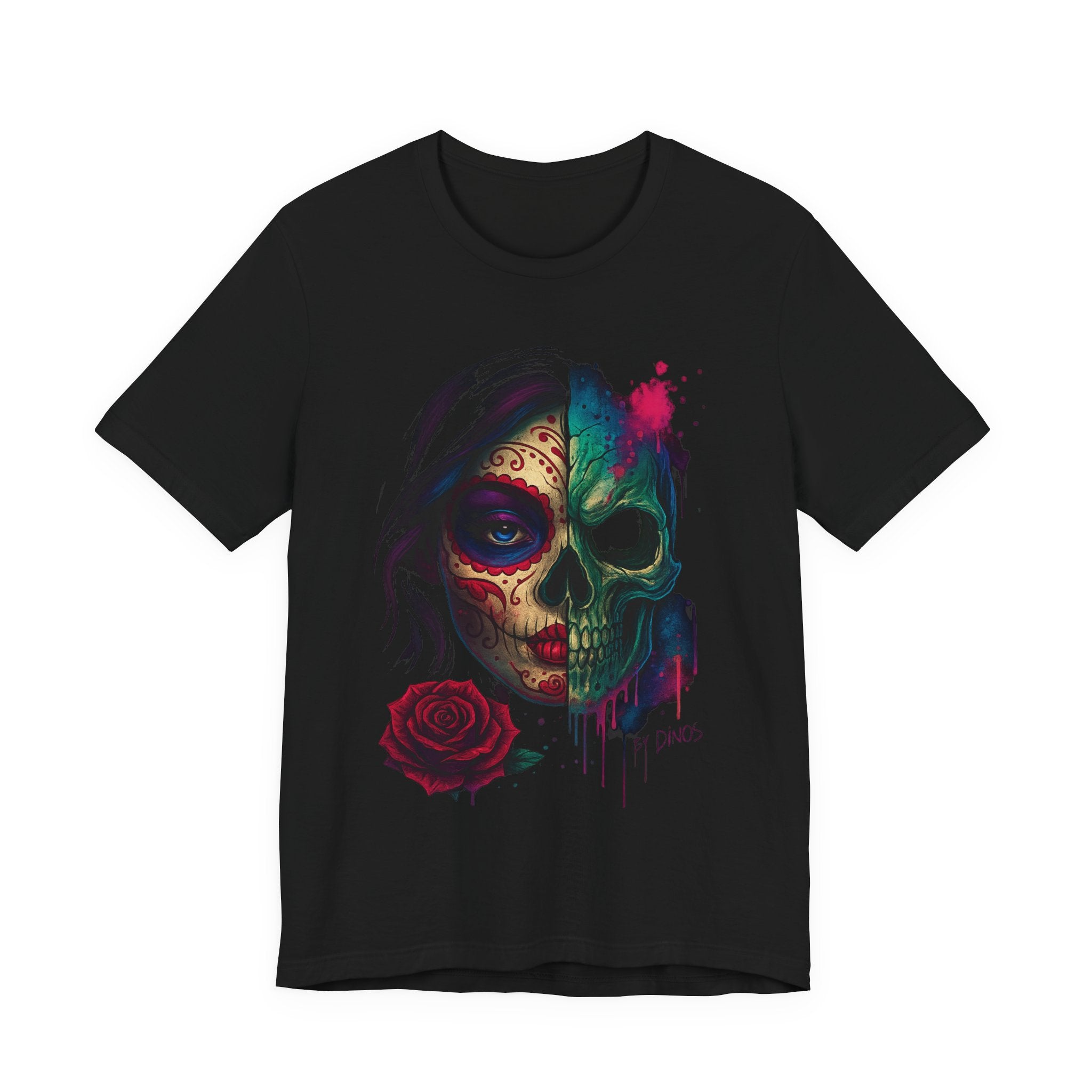 Image of DINOS FACSKULL Unisex T-Shirt | Sugar Skull Graphic Tee - DINOS FASHION