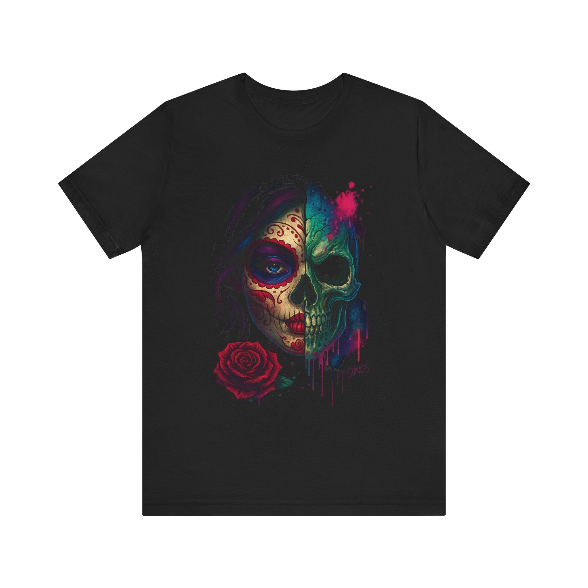 Image of DINOS FACSKULL Unisex T-Shirt | Sugar Skull Graphic Tee - DINOS FASHION