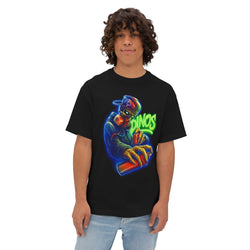 Image of DINOS STYLE GRA OVERSIZE Unisex T-Shirt – Male Model Wearing Front View