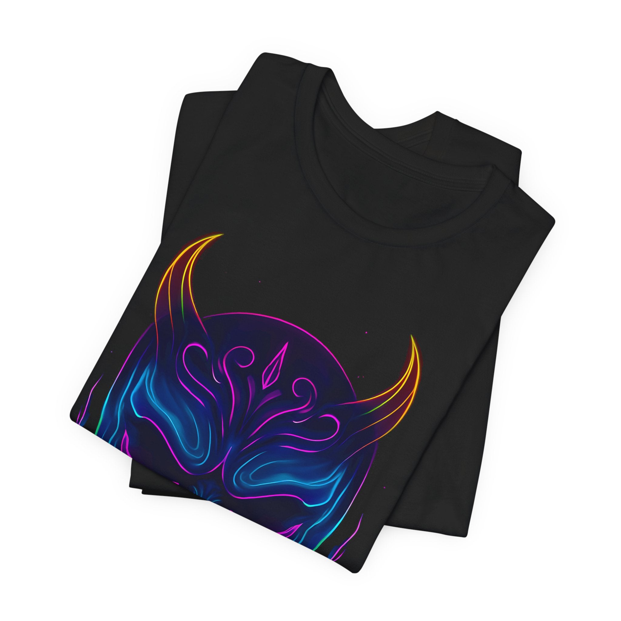 Image of DINOS Demon Mask Graphic Tee | Vibrant Unisex T-Shirt | Festival & Streetwear Fashion - DINOS FASHION