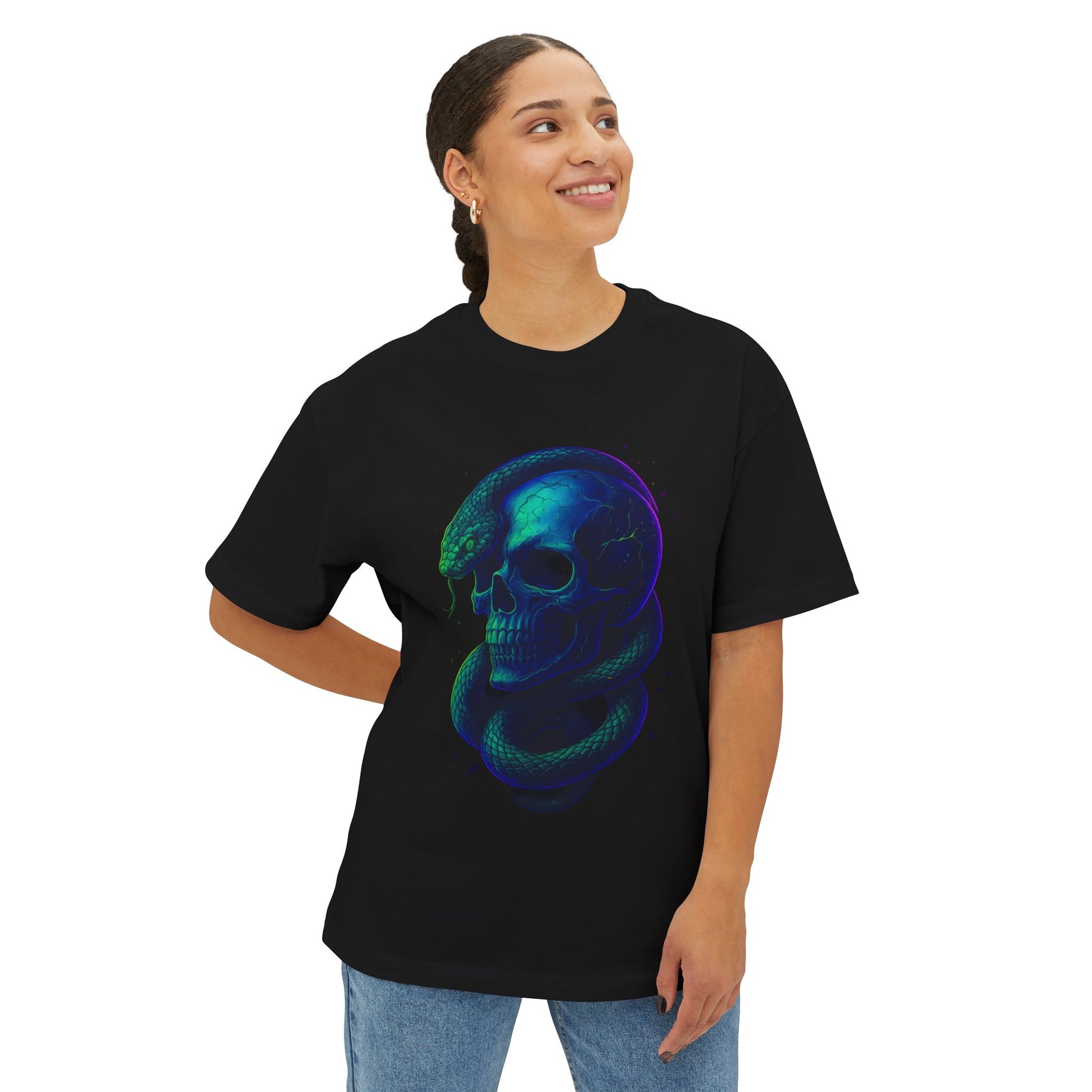Electric Skull Storm Tee #007 | Oversized Unisex T-Shirt | Streetwear Graffiti Vibes | Neon Glow Art Drop | Dinos Fashion Limited Edition - DINOS FASHION