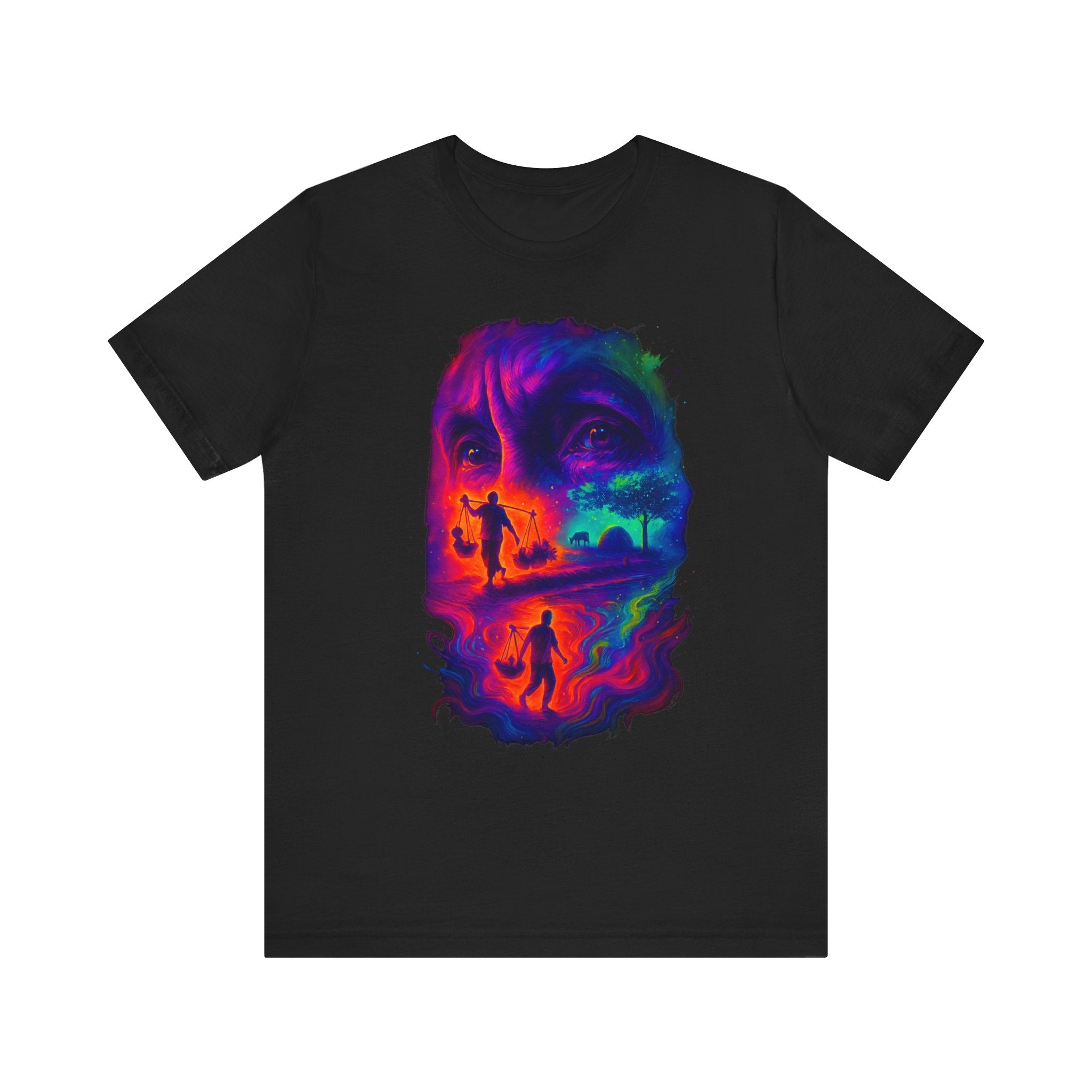 Image of Vibrant Fantasy Double-Sided Tee | Unisex Graphic T-Shirt | Colorful Art Design | Gift for Fantasy Lovers | Festival Streetwear - DINOS FASHION