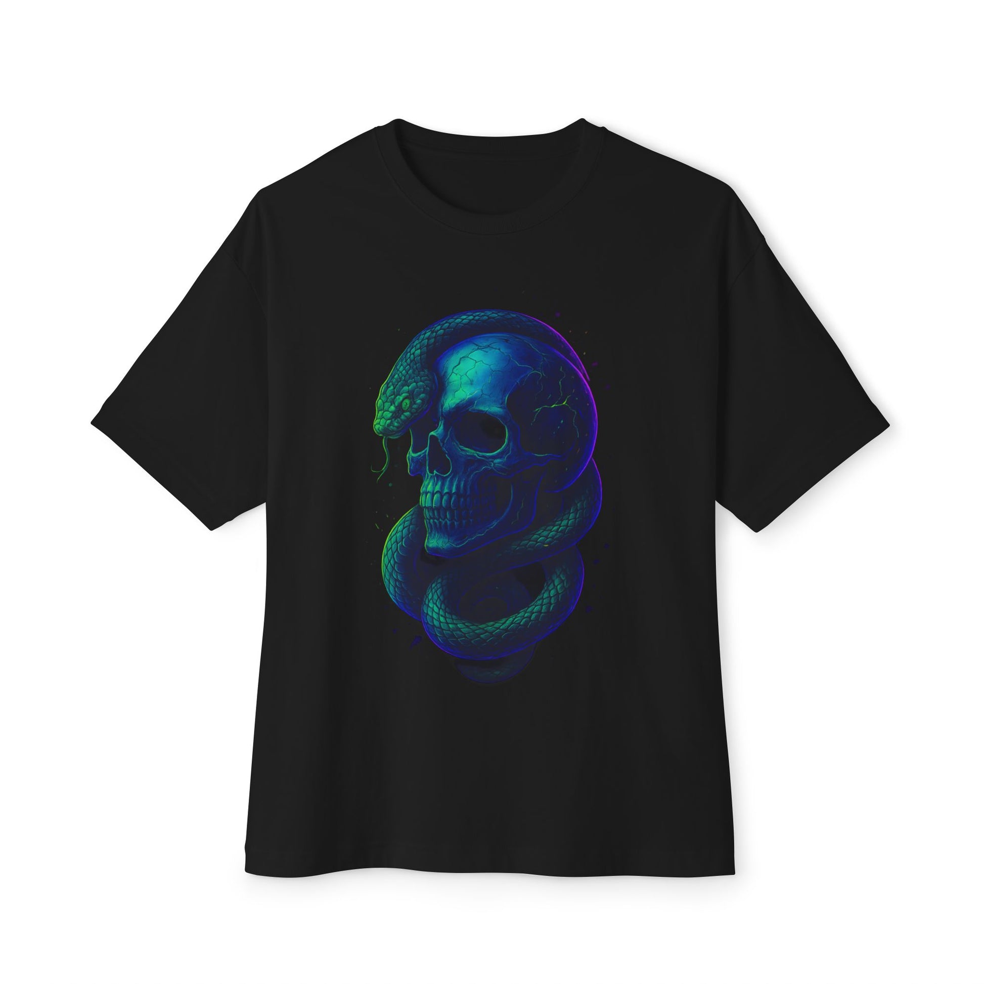 Electric Skull Storm Tee #007 | Oversized Unisex T-Shirt | Streetwear Graffiti Vibes | Neon Glow Art Drop | Dinos Fashion Limited Edition - DINOS FASHION