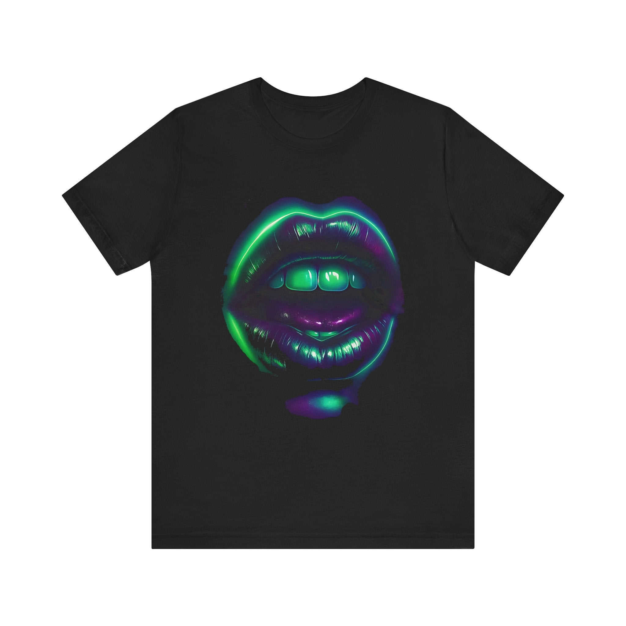 Image of Glow In The Dark Lips T-Shirt | Unisex Streetwear Tee | Rave Festival Oversize Shirt | Nightlife Graphic Top - DINOS FASHION