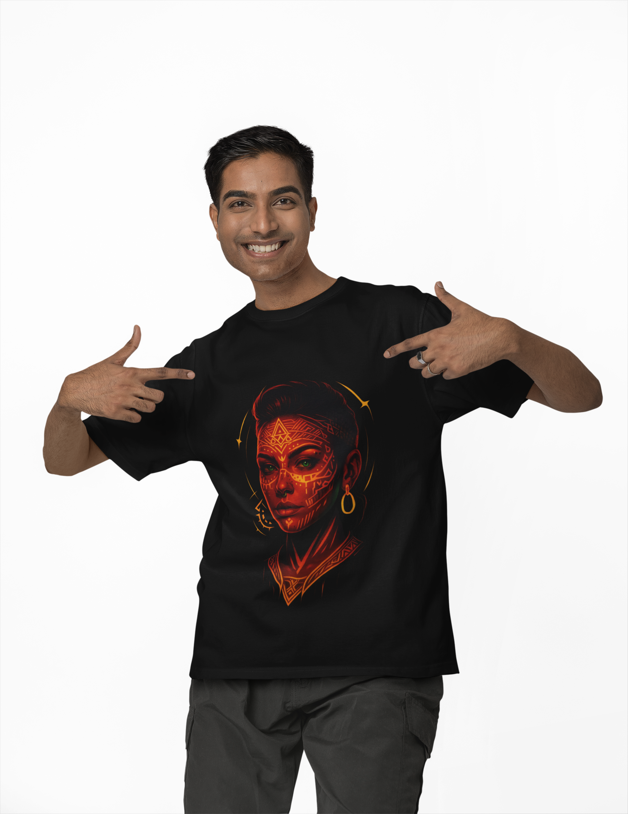 Image of Dinos One-of-One #003 | Neon Bohemian Art Tee | Oversized Unisex Streetwear | Limited 1/1 Drop - DINOS FASHION