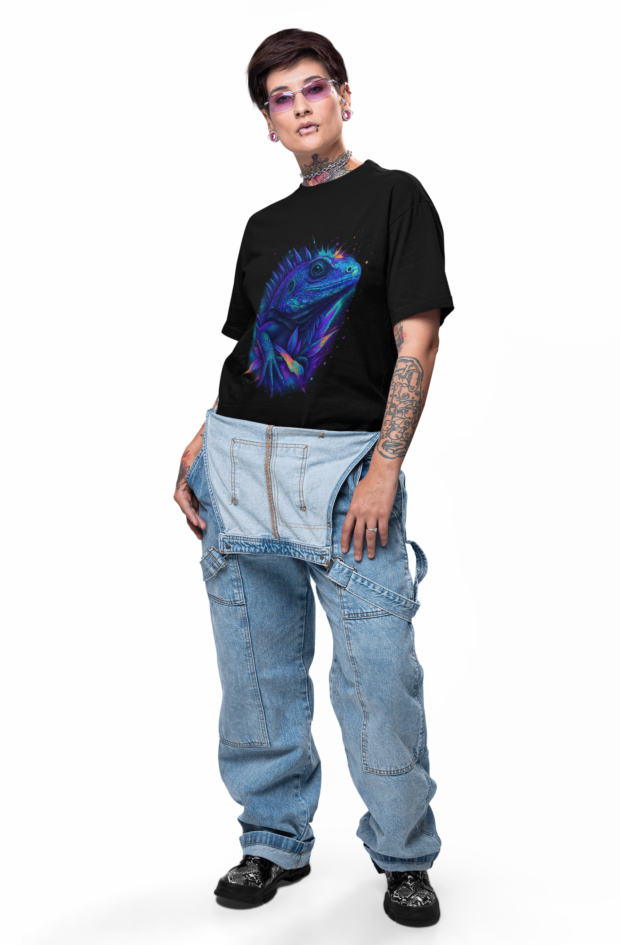 Image of Dinos One-of-One #005 | Vibrant Iguana Oversized Tee | Unisex Streetwear | Limited 1/1 Drop - DINOS FASHION