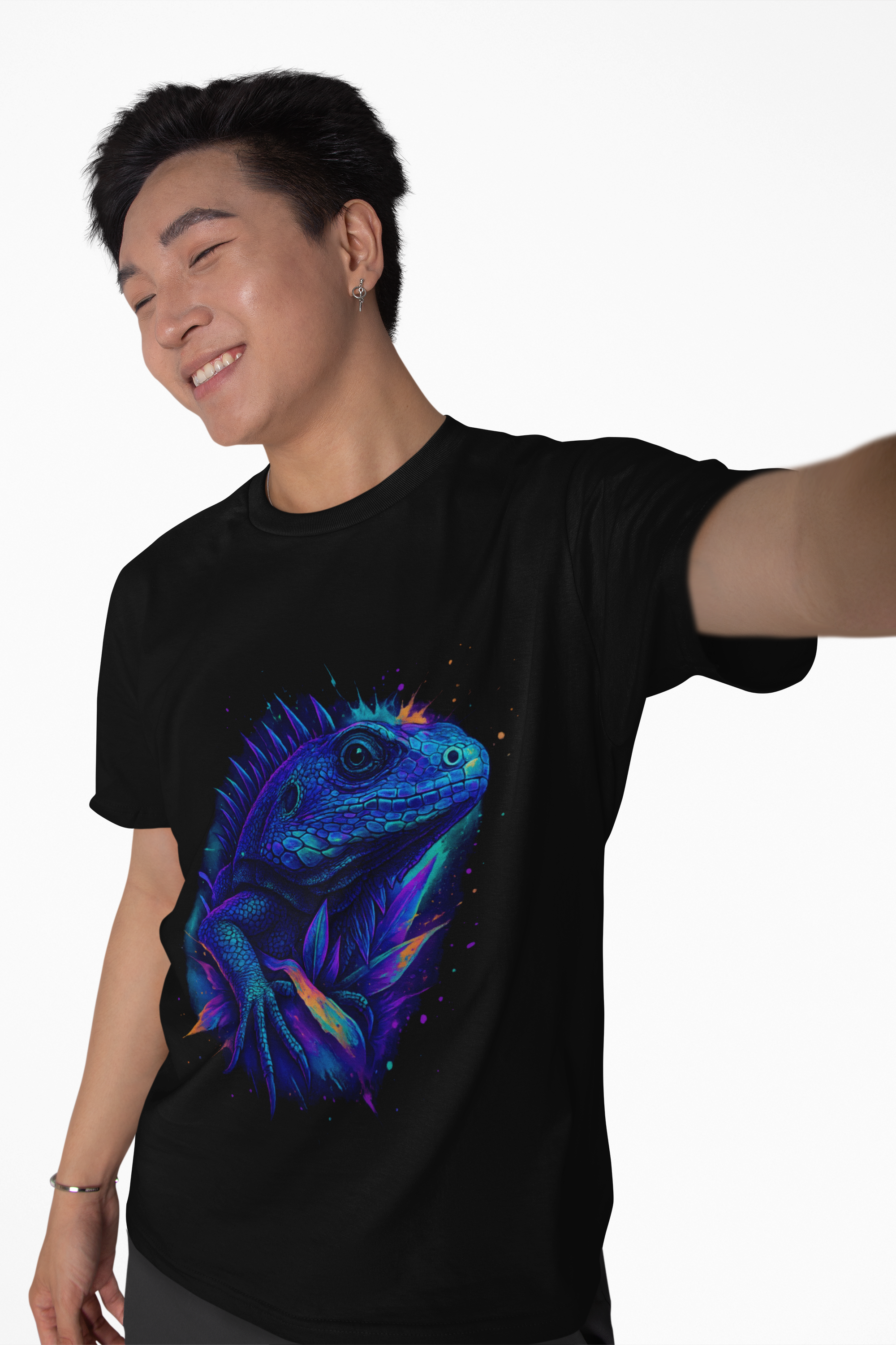 Image of Dinos One-of-One #005 | Vibrant Iguana Oversized Tee | Unisex Streetwear | Limited 1/1 Drop - DINOS FASHION