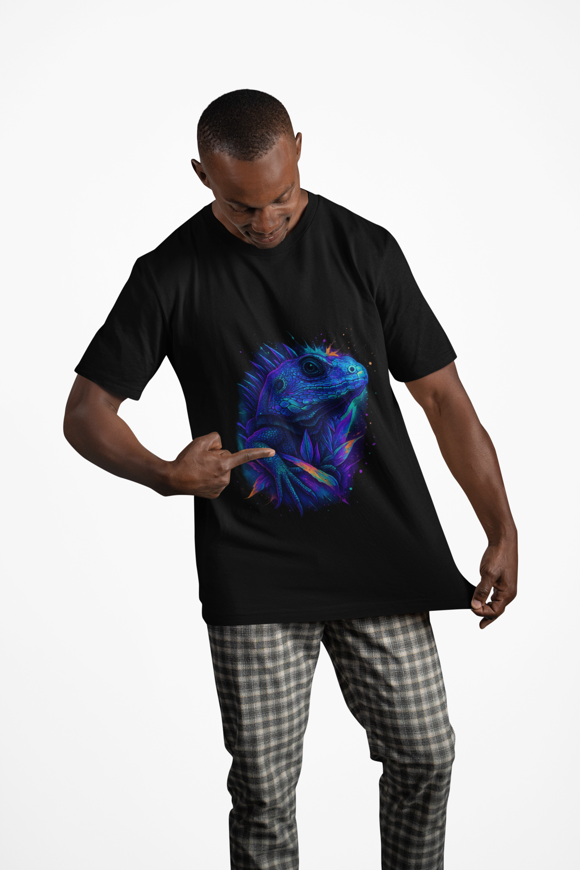 Dinos One-of-One #005 | Vibrant Iguana Oversized Tee | Unisex Streetwear | Limited 1/1 Drop - DINOS FASHION