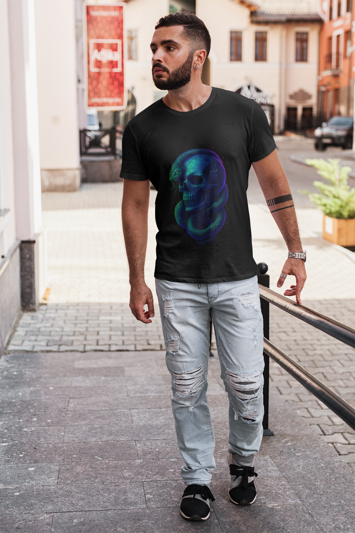Image of Electric Skull Storm Tee #007 | Oversized Unisex T-Shirt | Streetwear Graffiti Vibes | Neon Glow Art Drop | Dinos Fashion Limited Edition - DINOS FASHION