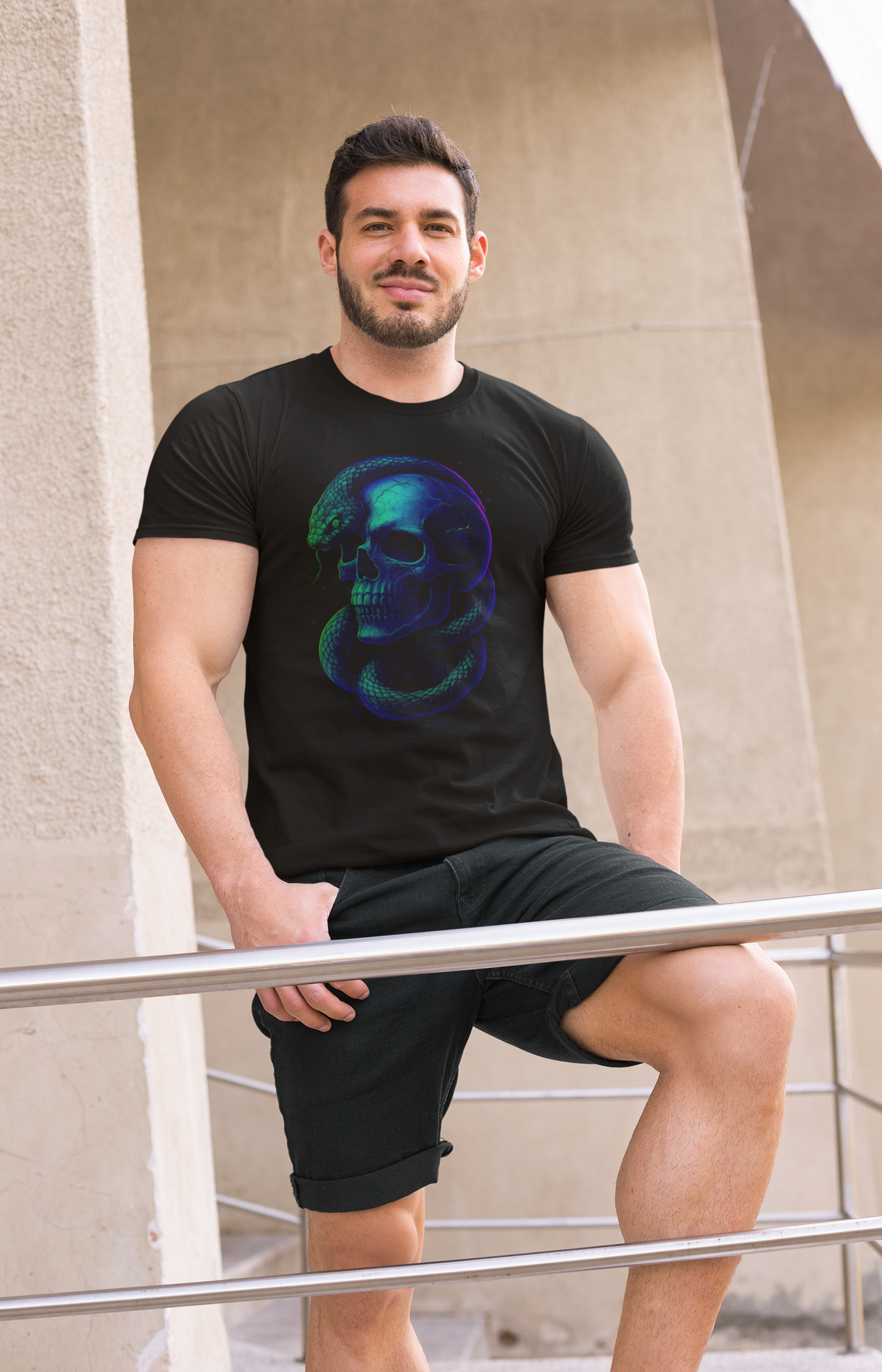Image of Electric Skull Storm Tee #007 | Oversized Unisex T-Shirt | Streetwear Graffiti Vibes | Neon Glow Art Drop | Dinos Fashion Limited Edition - DINOS FASHION
