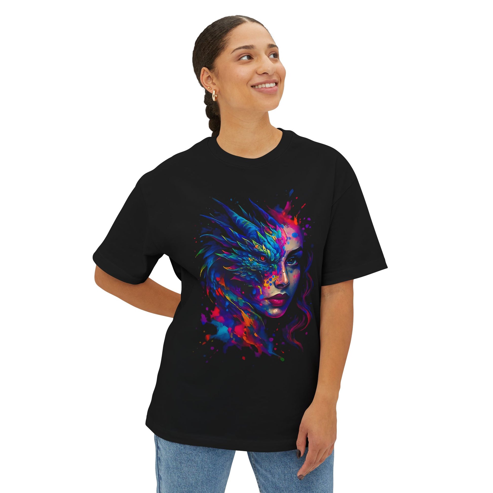 DINOS DRAGFACE Unisex T-Shirt – Model Front Pose