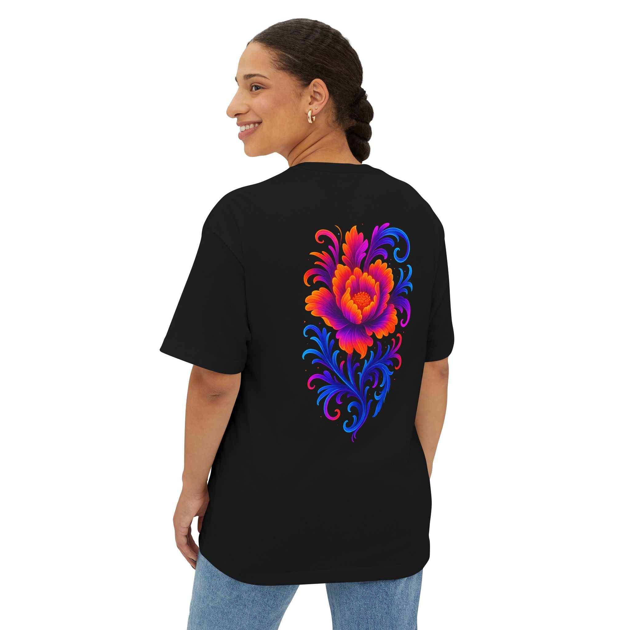 Image of Mystic CATOversized Tee | Dual-Sided Unisex T-Shirt | Tattoo-Inspired Neon Art | Festival Streetwear | Gift for Art Lovers - DINOS FASHION