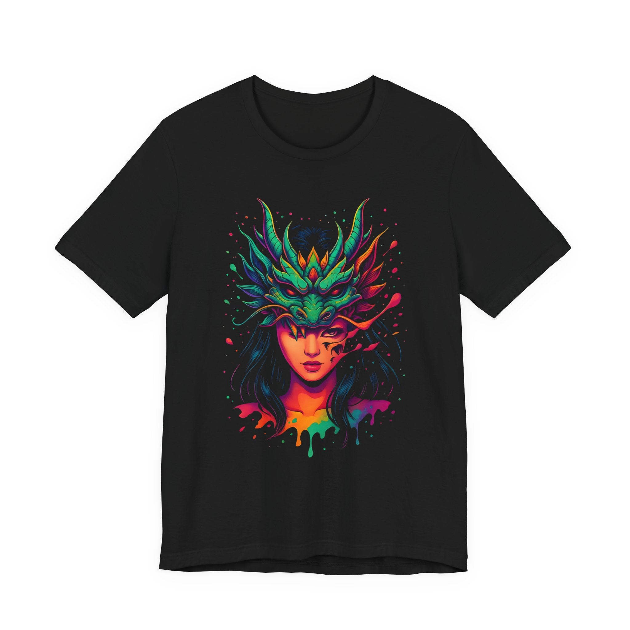 Image of DINOS Fantasy Neon Graphic T-Shirt | Oversized Unisex Streetwear Tee | Psychedelic Rave Festival Shirt - DINOS FASHION