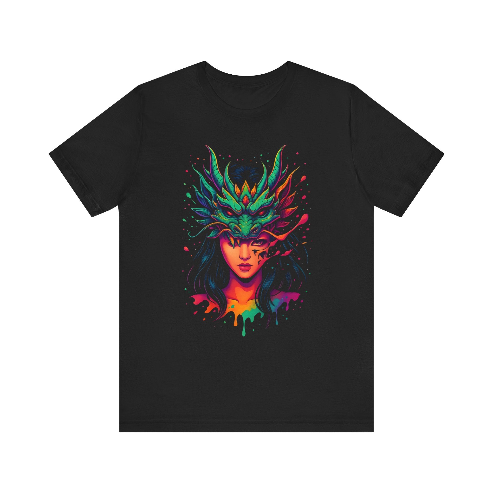 Image of DINOS Fantasy Neon Graphic T-Shirt | Oversized Unisex Streetwear Tee | Psychedelic Rave Festival Shirt - DINOS FASHION
