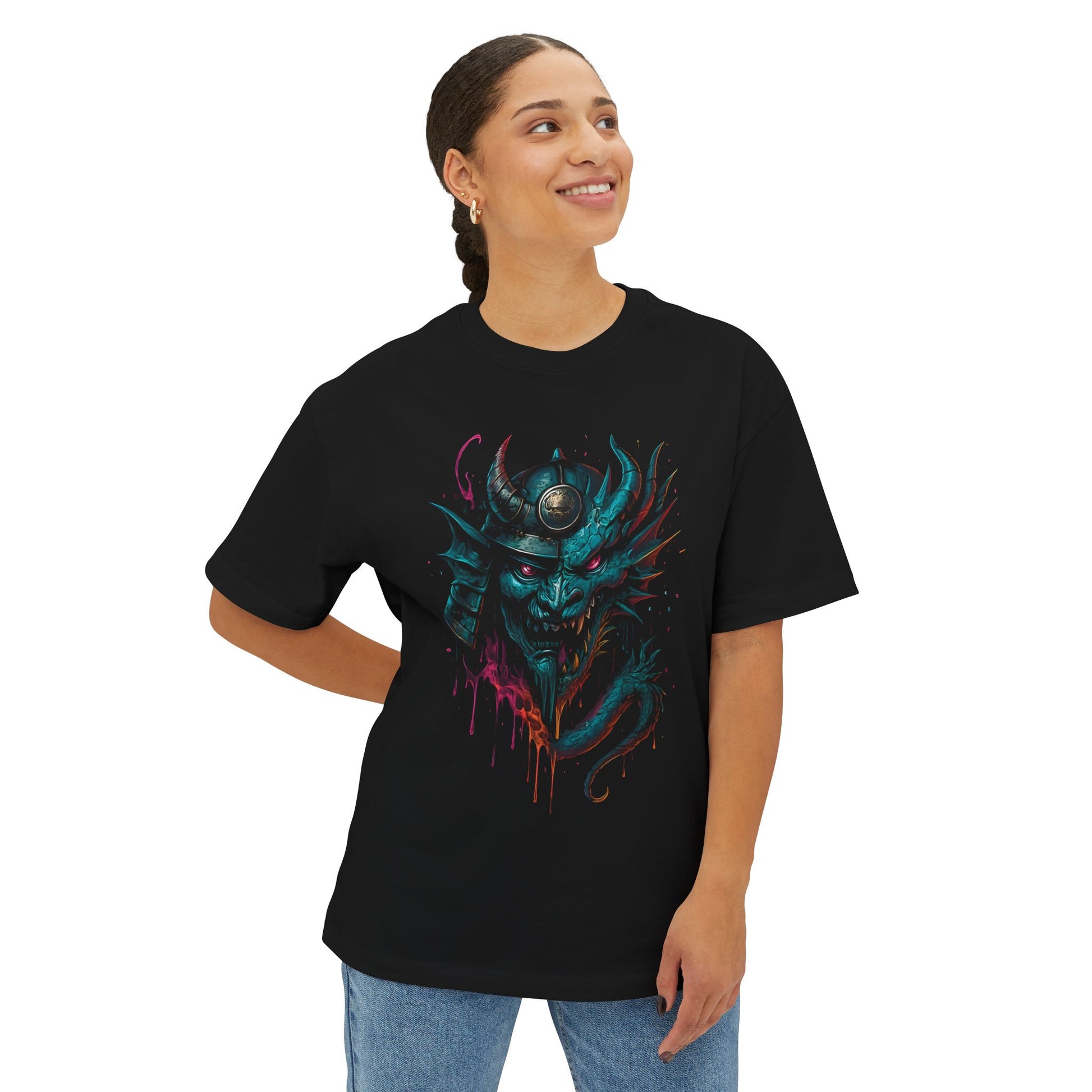 DINOS sward samu Graphic Oversized Tee, Unique Streetwear, Unisex Boxy T-Shirt, Perfect for Casual Outings, Halloween or Gift - DINOS FASHION
