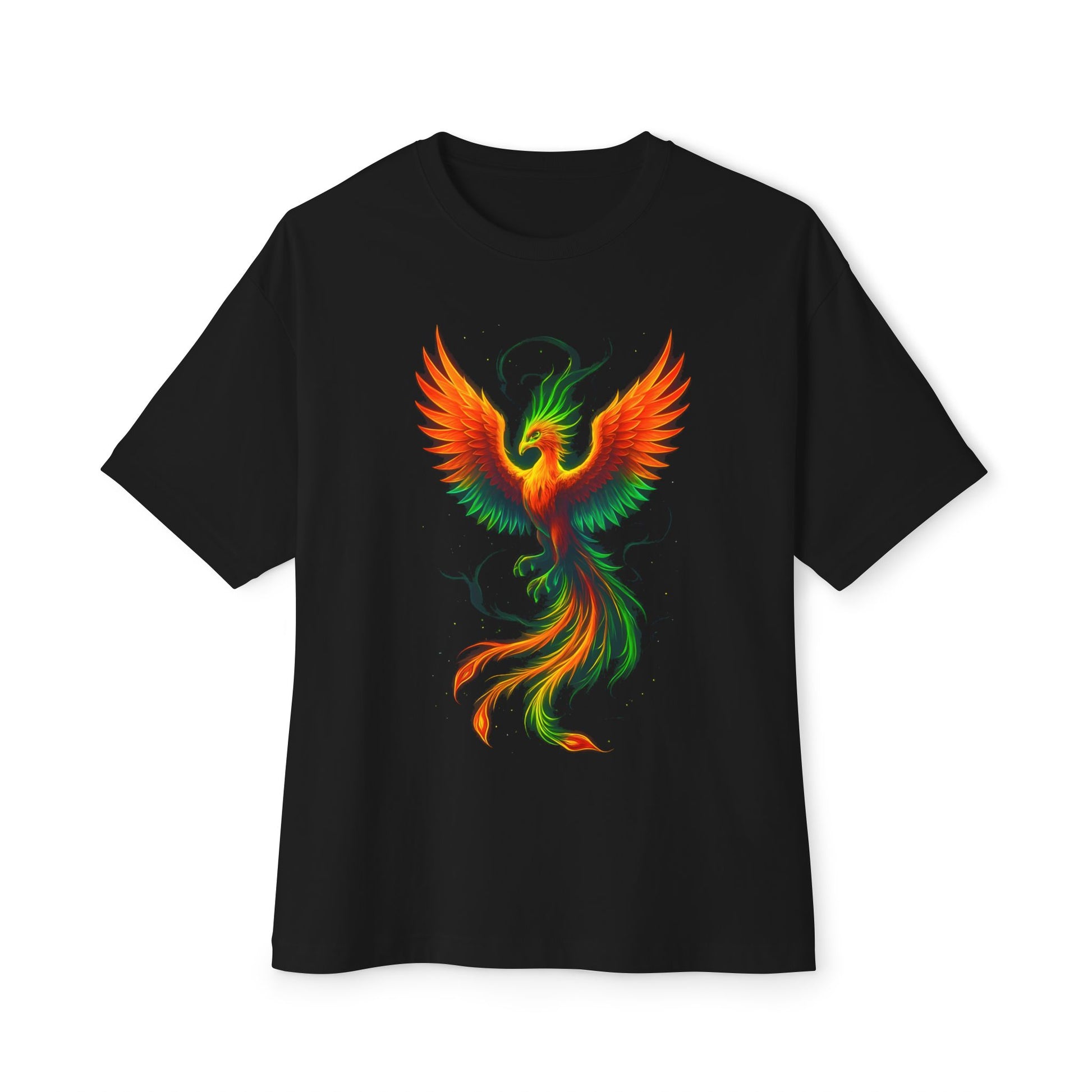 DINOS colorful phoenix Cyberpunk oversize T-shirt | Neon Psychedelic Streetwear Tee | Dinos Fashion - DINOS FASHION