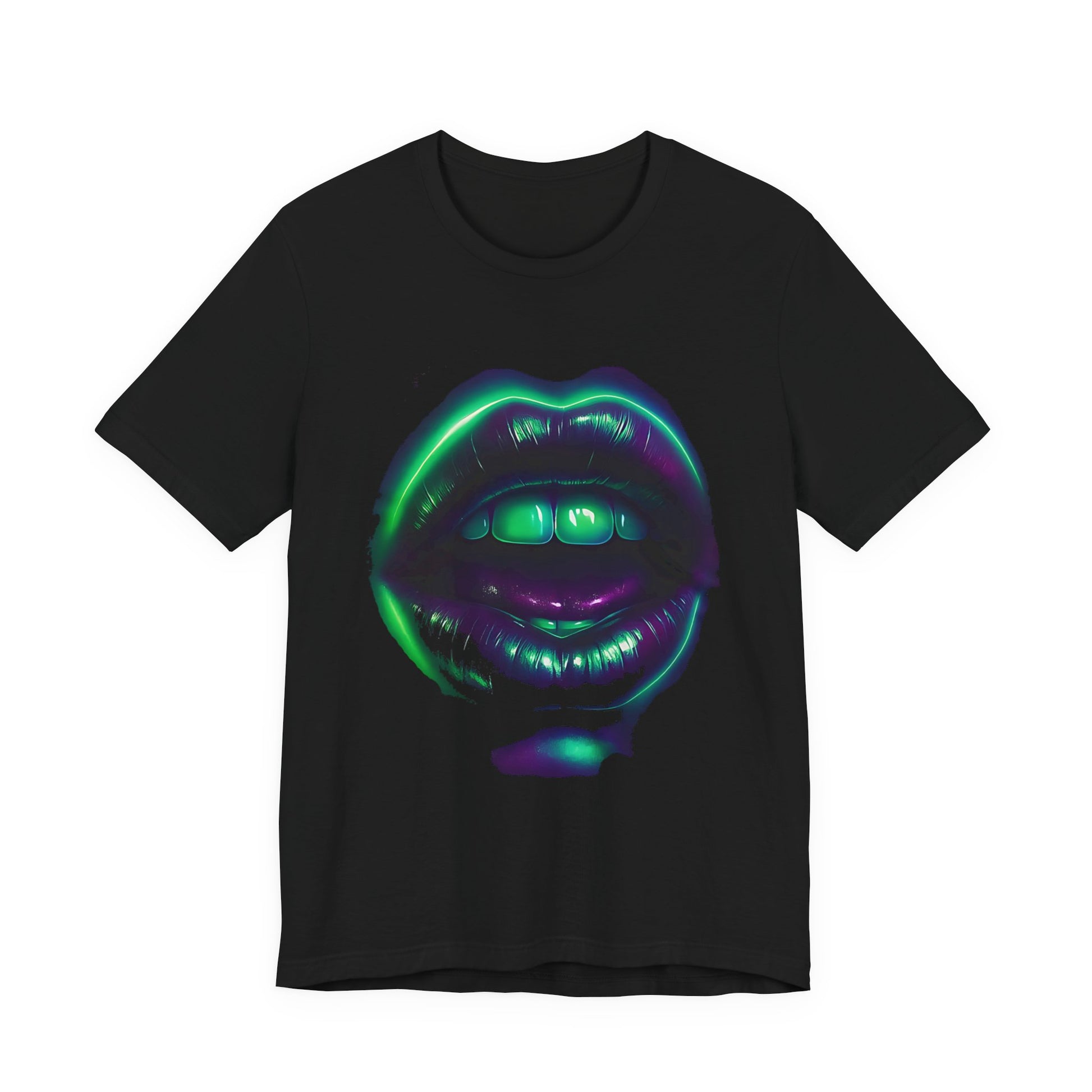 Glow In The Dark Lips T-Shirt | Unisex Streetwear Tee | Rave Festival Oversize Shirt | Nightlife Graphic Top - DINOS FASHION