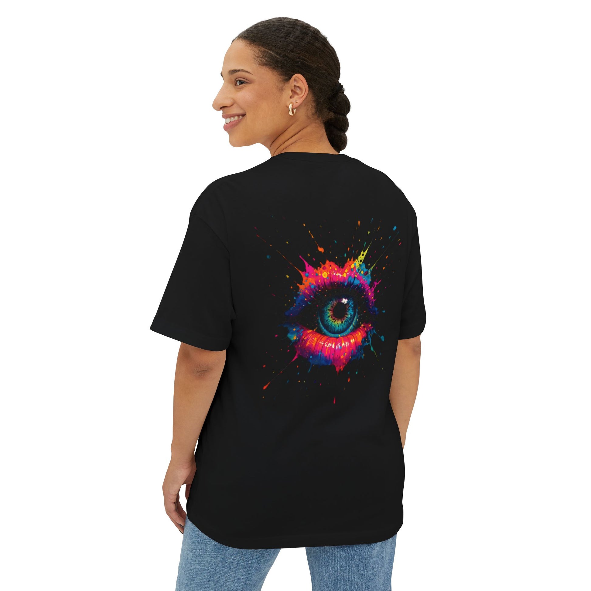 Colorful Eye Graphic T-Shirt | Unisex Oversized Tee | Streetwear Fashion Top | Artistic Statement Shirt | Gift for Art Lovers - DINOS FASHION