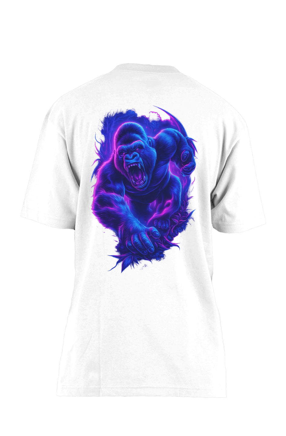 Dinos “Neon Gorilla” Oversized Heavyweight T-Shirt | Electric Blue Streetwear Beast | Premium 100% Cotton - DINOS FASHION