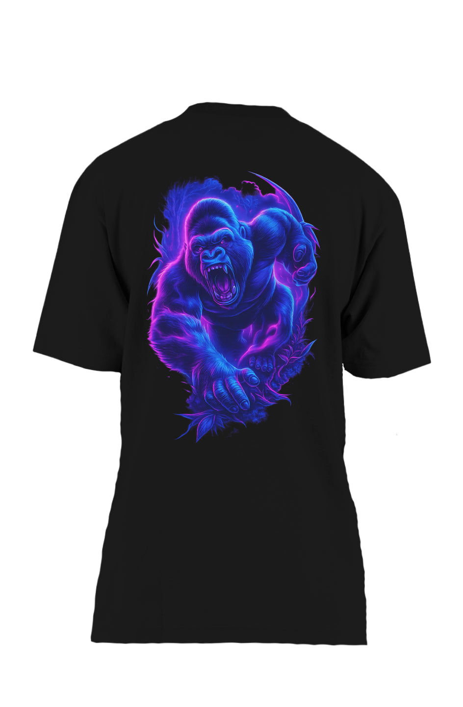 Dinos “Neon Gorilla” Oversized Heavyweight T-Shirt | Electric Blue Streetwear Beast | Premium 100% Cotton - DINOS FASHION