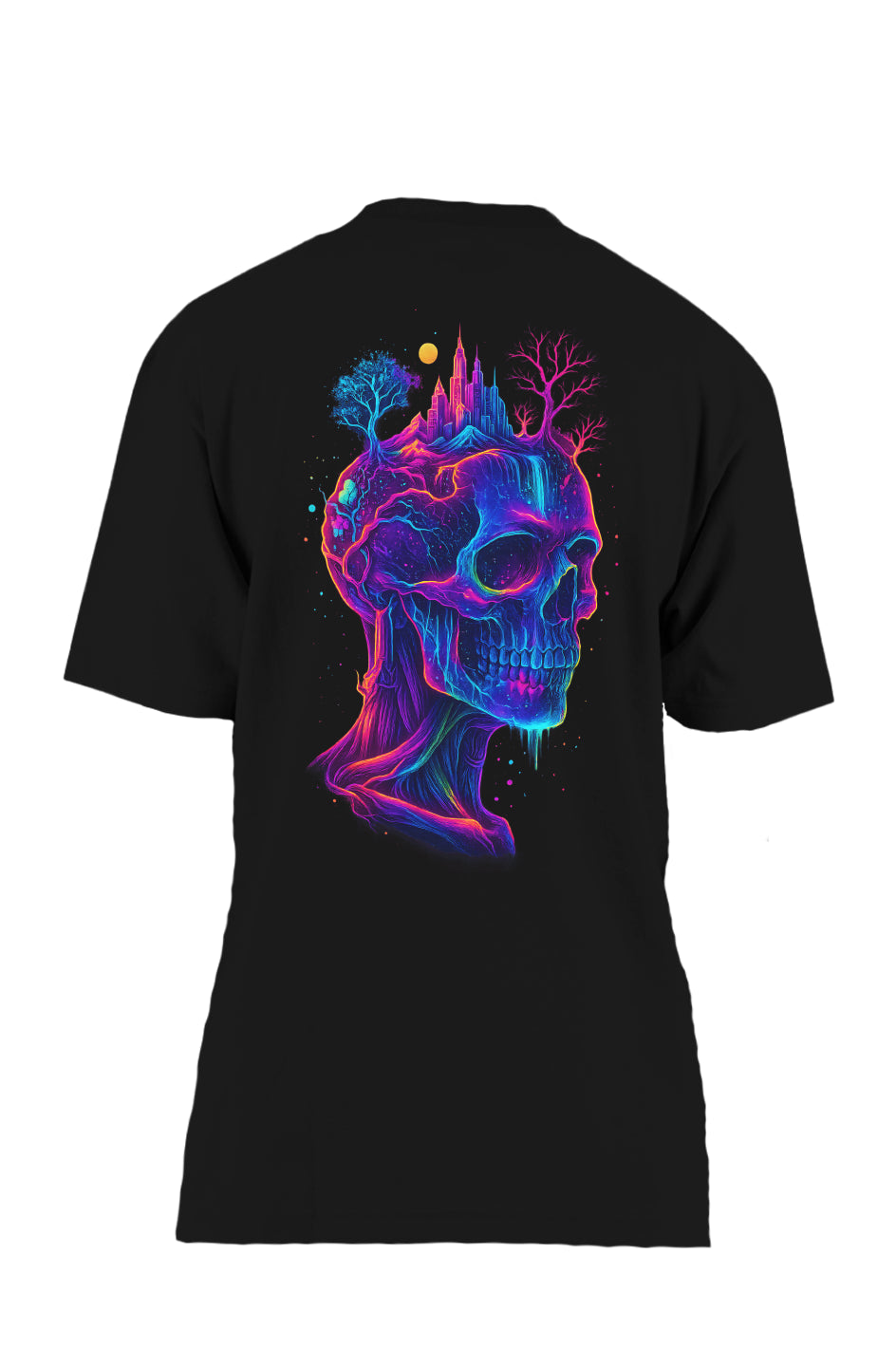 Dinos “Neon Mind” Oversized Heavyweight T-Shirt | Psychedelic Skull Streetwear | Premium 100% Cotton - DINOS FASHION