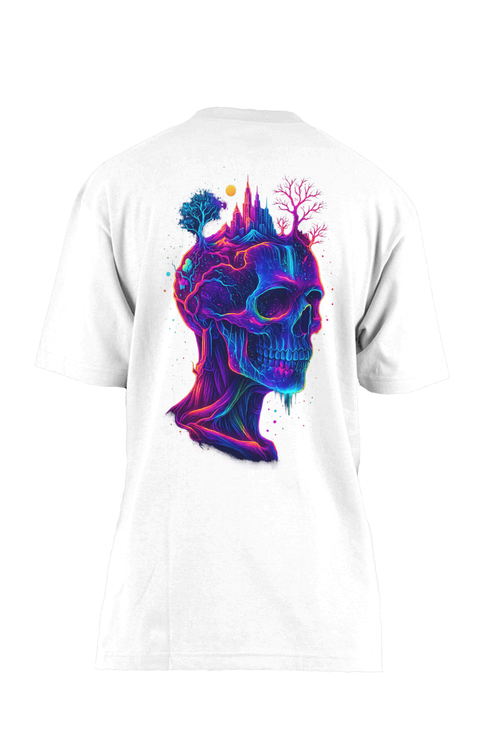Dinos “Neon Mind” Oversized Heavyweight T-Shirt | Psychedelic Skull Streetwear | Premium 100% Cotton - DINOS FASHION