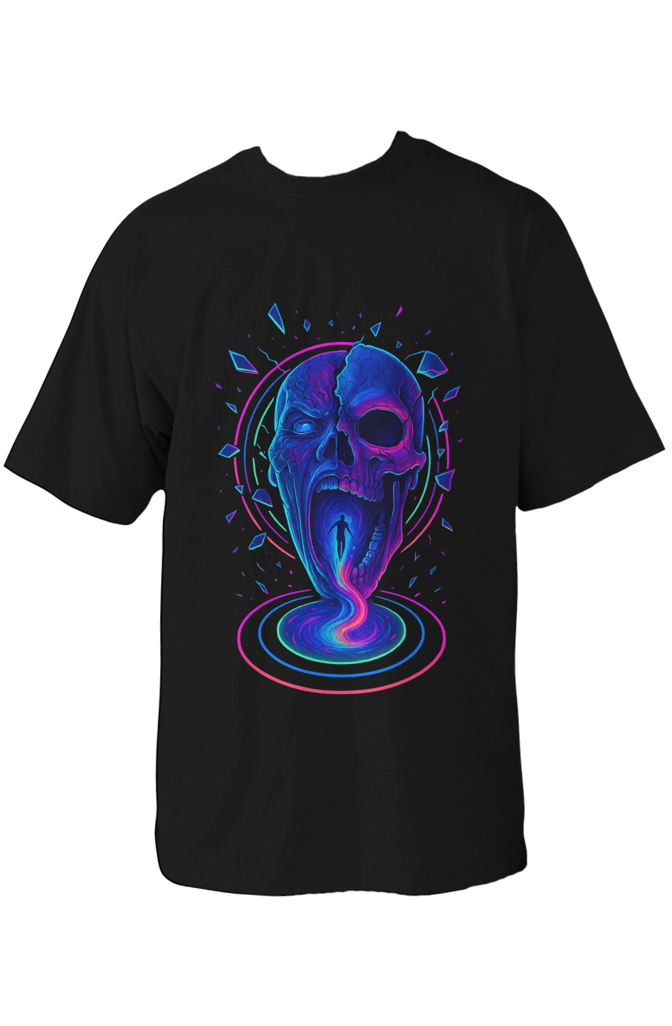 Image of Dinos “Neon Abyss” Oversized T-Shirt | Glowing Skull Portal | Premium 100% Cotton Cyber Streetwear - DINOS FASHION