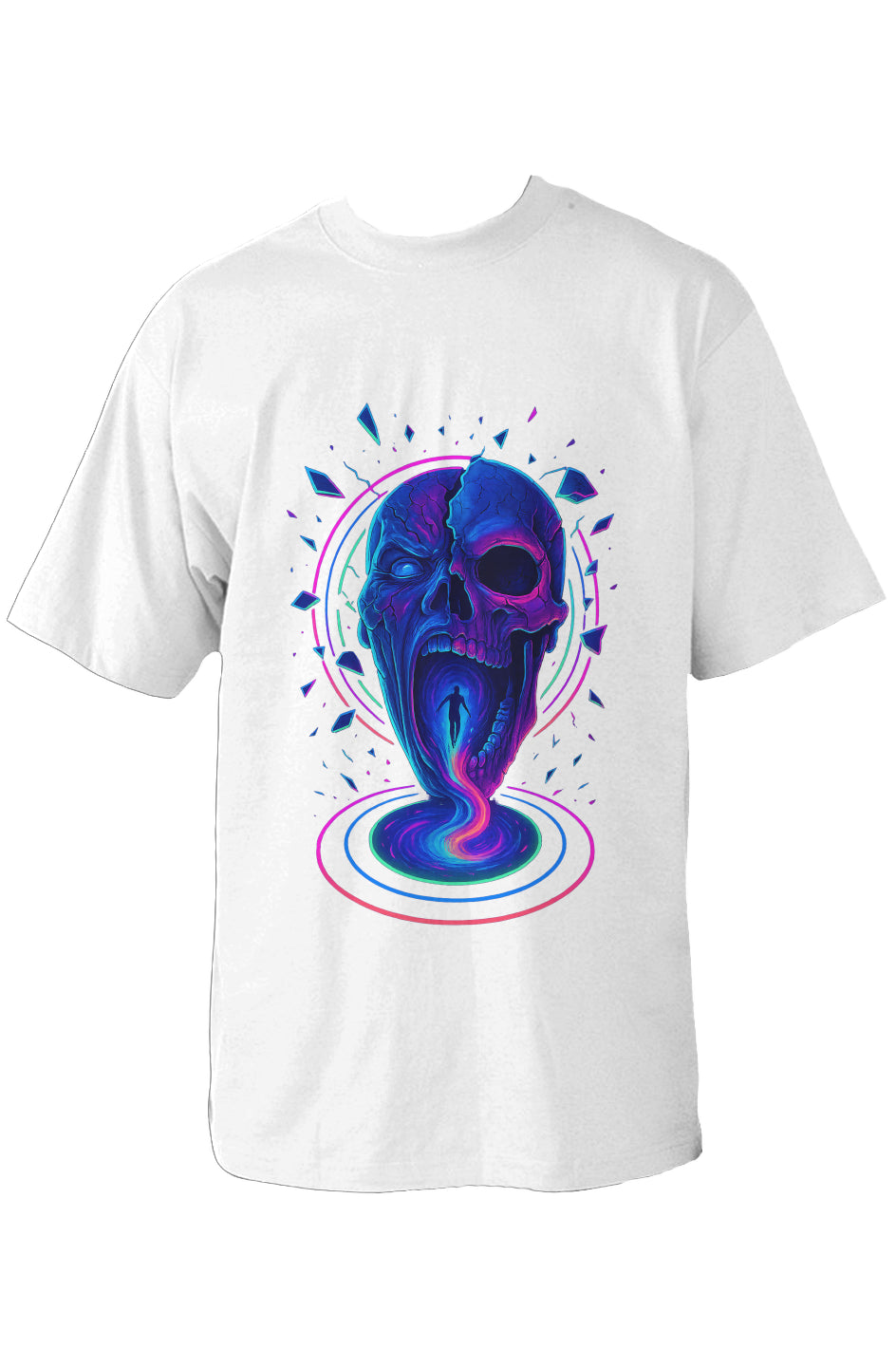 Image of Dinos “Neon Abyss” Oversized T-Shirt | Glowing Skull Portal | Premium 100% Cotton Cyber Streetwear - DINOS FASHION