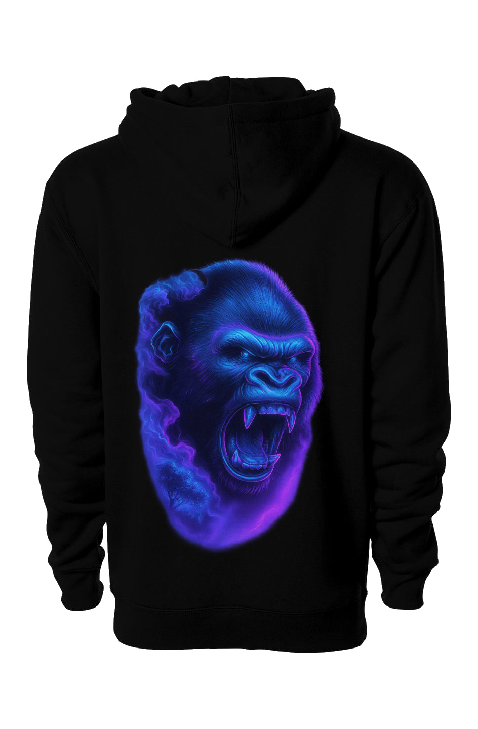Dinos “Neon Gorilla” Hoodie | One-of-One Ultra-Premium Streetwear | Fluorescent Blue & Violet Glow | by Dinos - DINOS FASHION