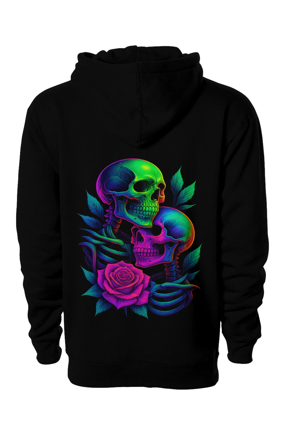 Dinos “Eternal Love” Hoodie | One-of-One Neon Skull & Rose Design | Ultra-Premium Streetwear | by Dinos - DINOS FASHION