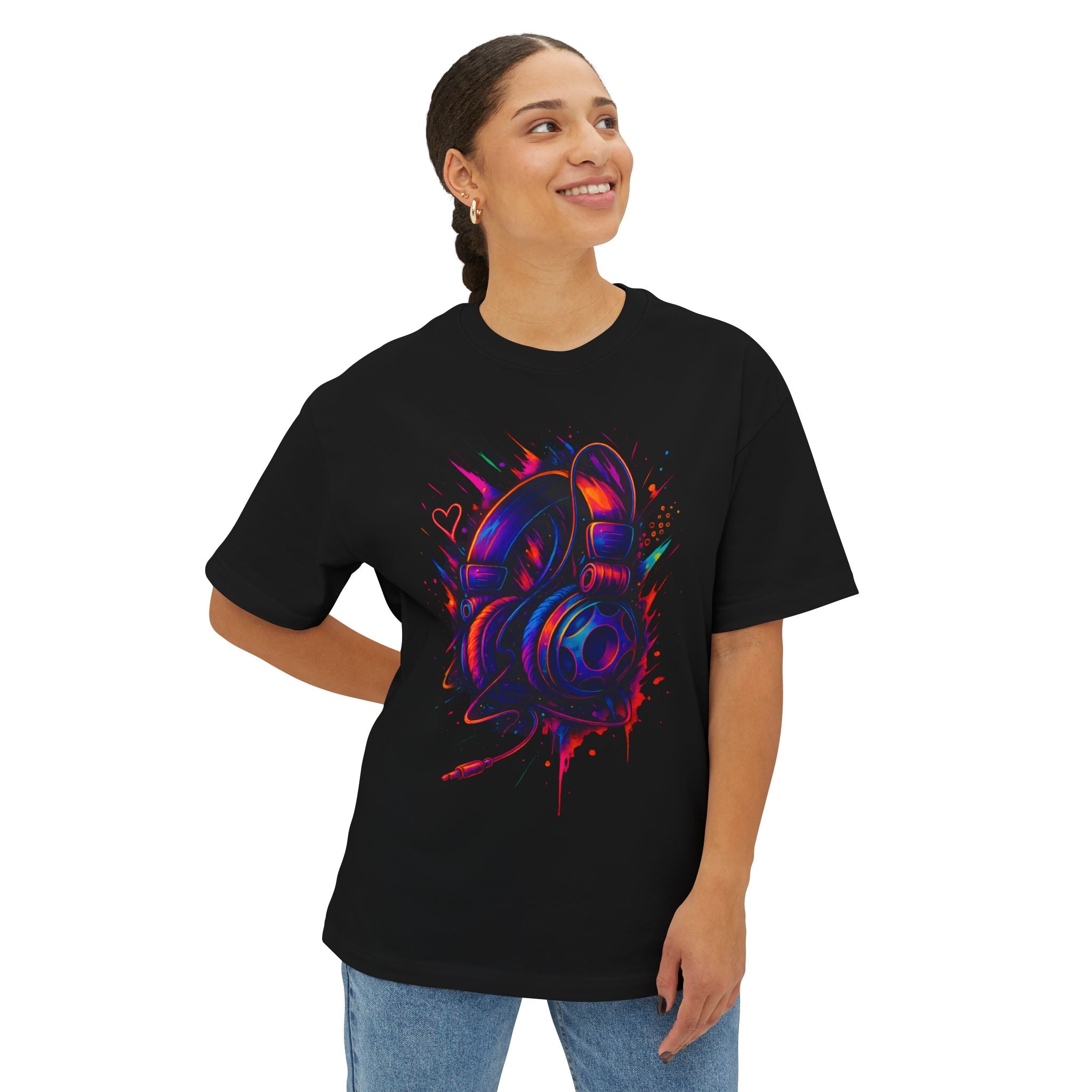 Image of Vibrant Heartbeat Neon Graphic Tee | Unisex Oversized & Regular Fit | Premium Cotton Streetwear for Art Lovers | Unique Fashion Gift - DINOS FASHION