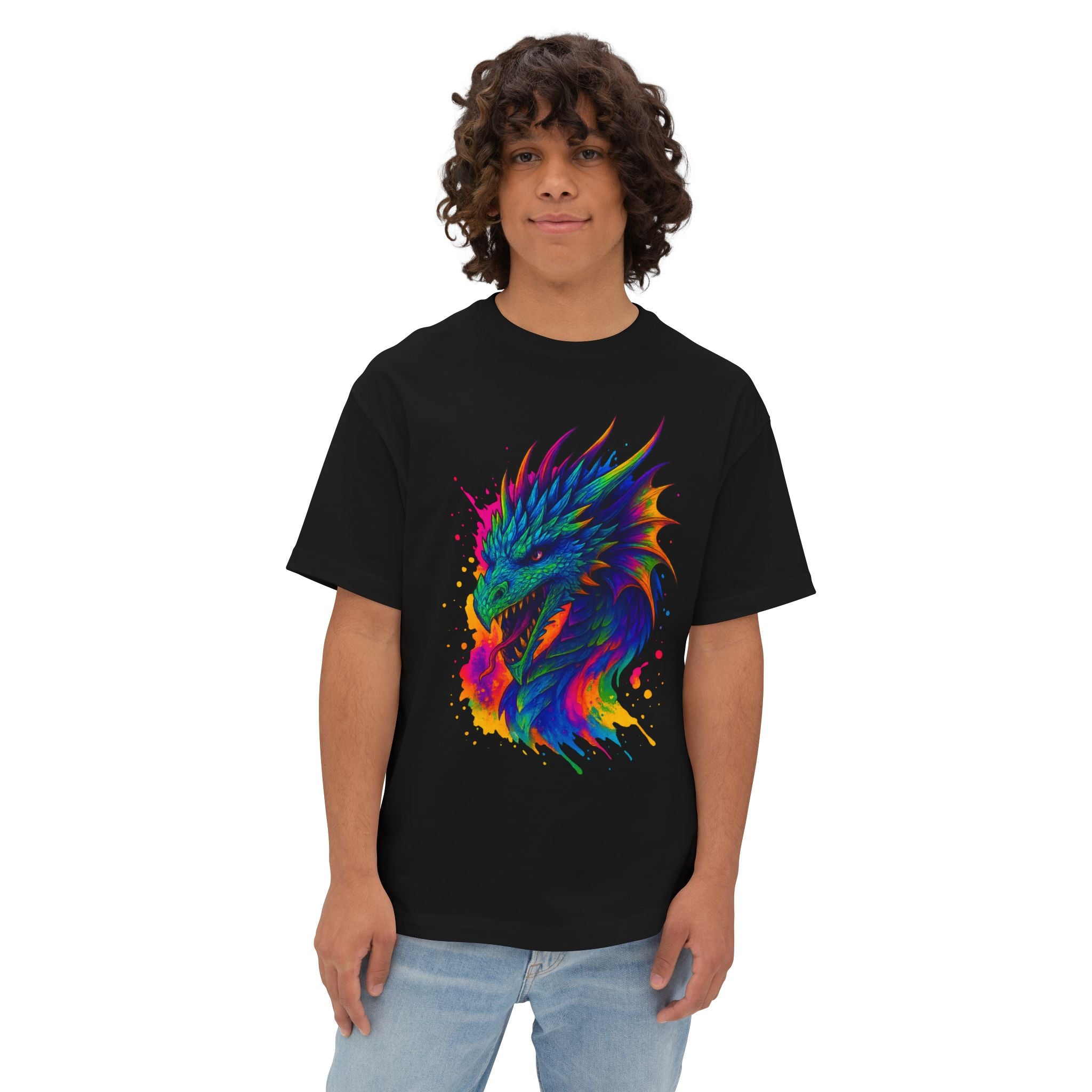 DINOS DRAGON OVERSIZE Unisex T-Shirt – Male Model Front View