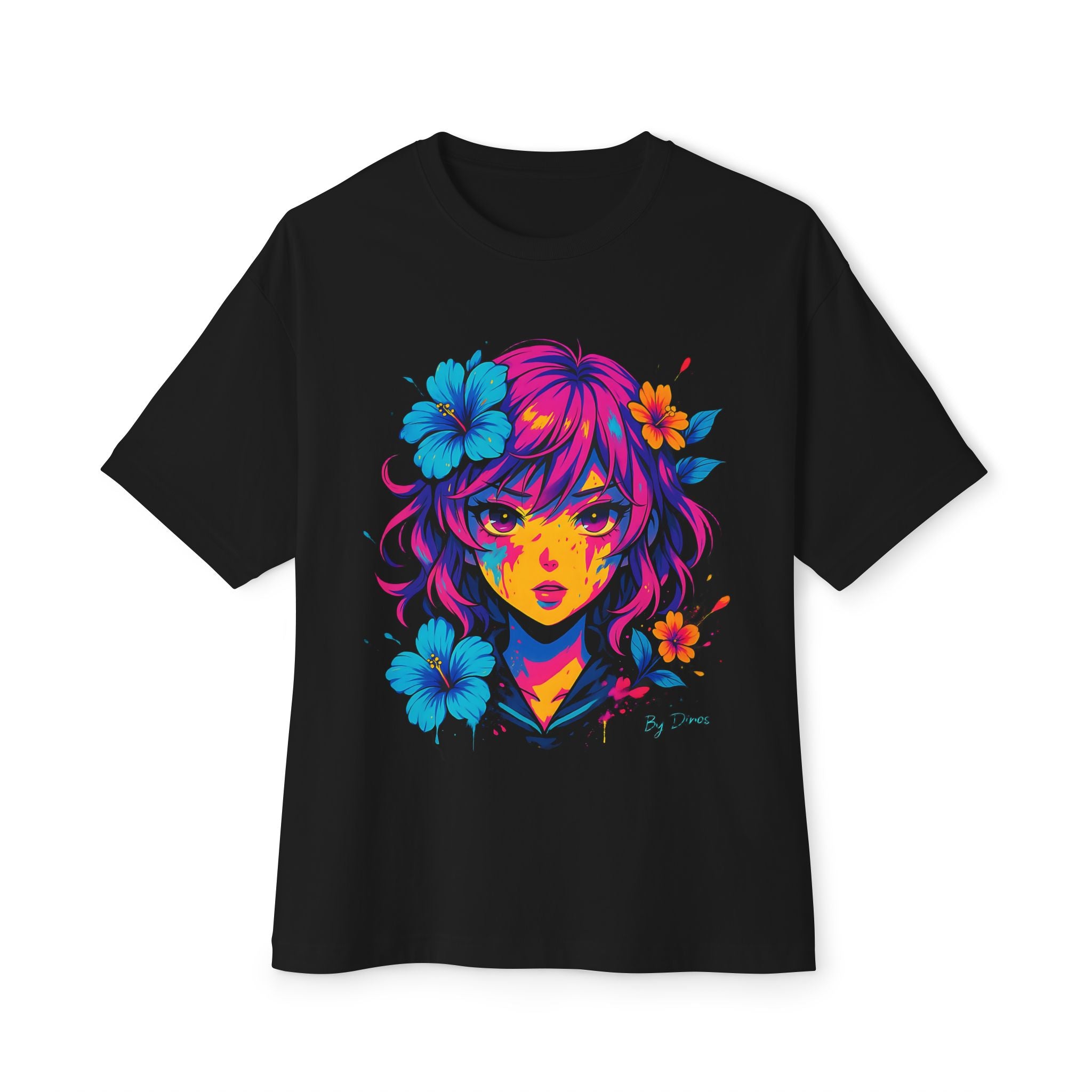 Image of Colorful Floral Oversized T-Shirt | Vintage Unisex Graphic Tee | Festival Streetwear Top | Artistic Trendy Shirt - DINOS FASHION