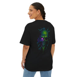 Image of DINOS Chicface Oversized Unisex T-Shirt – Model Wearing Back