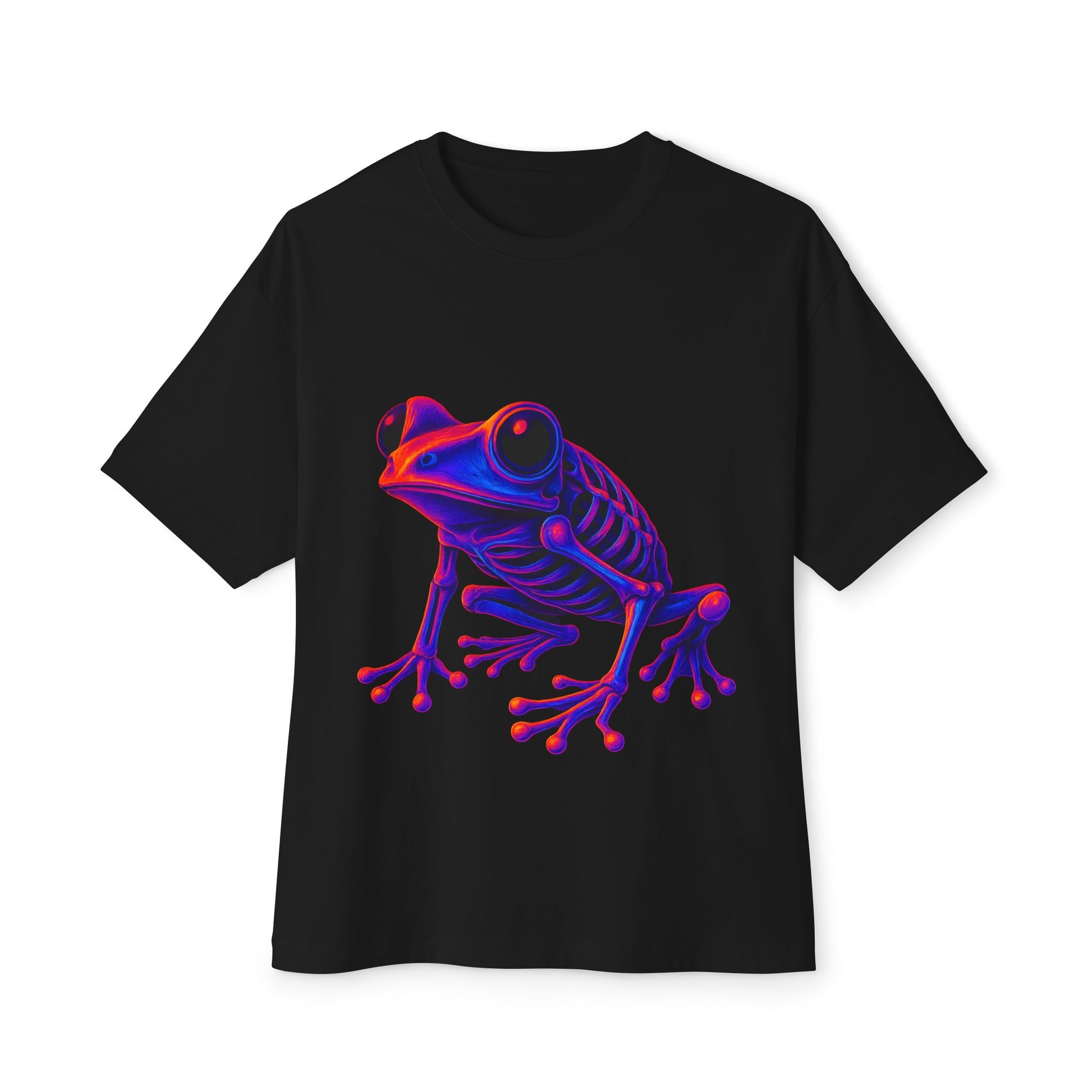 Neon Frog Oversized Boxy Tee | Dinos Streetwear | Psychedelic Nature Art Shirt | Premium Cotton Unisex T-Shirt - DINOS FASHION