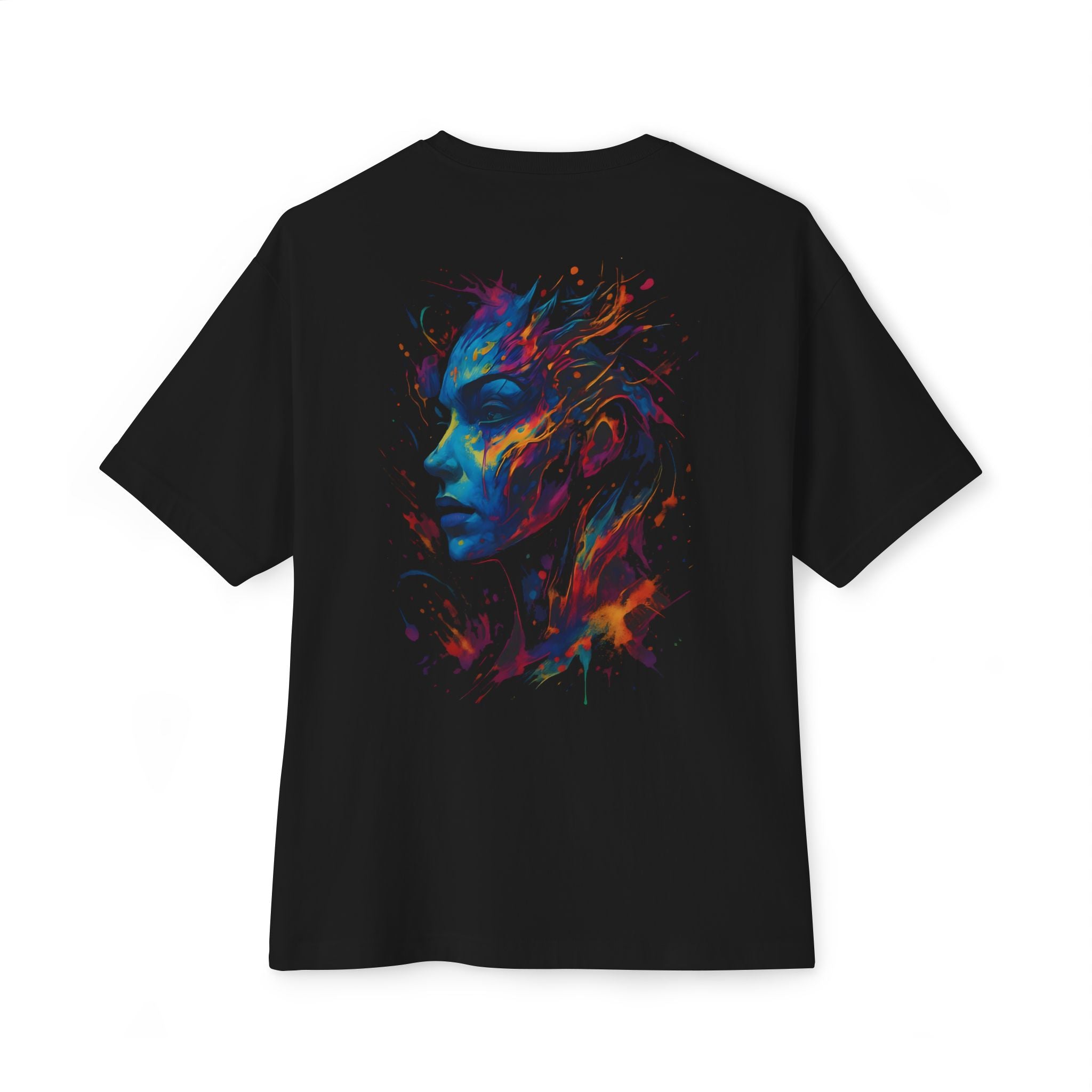 Image of DINOS Vibrant Artistic Oversized T-Shirt | Futuristic Neon Streetwear Tee | Psychedelic Festival Graphic Shirt - DINOS FASHION