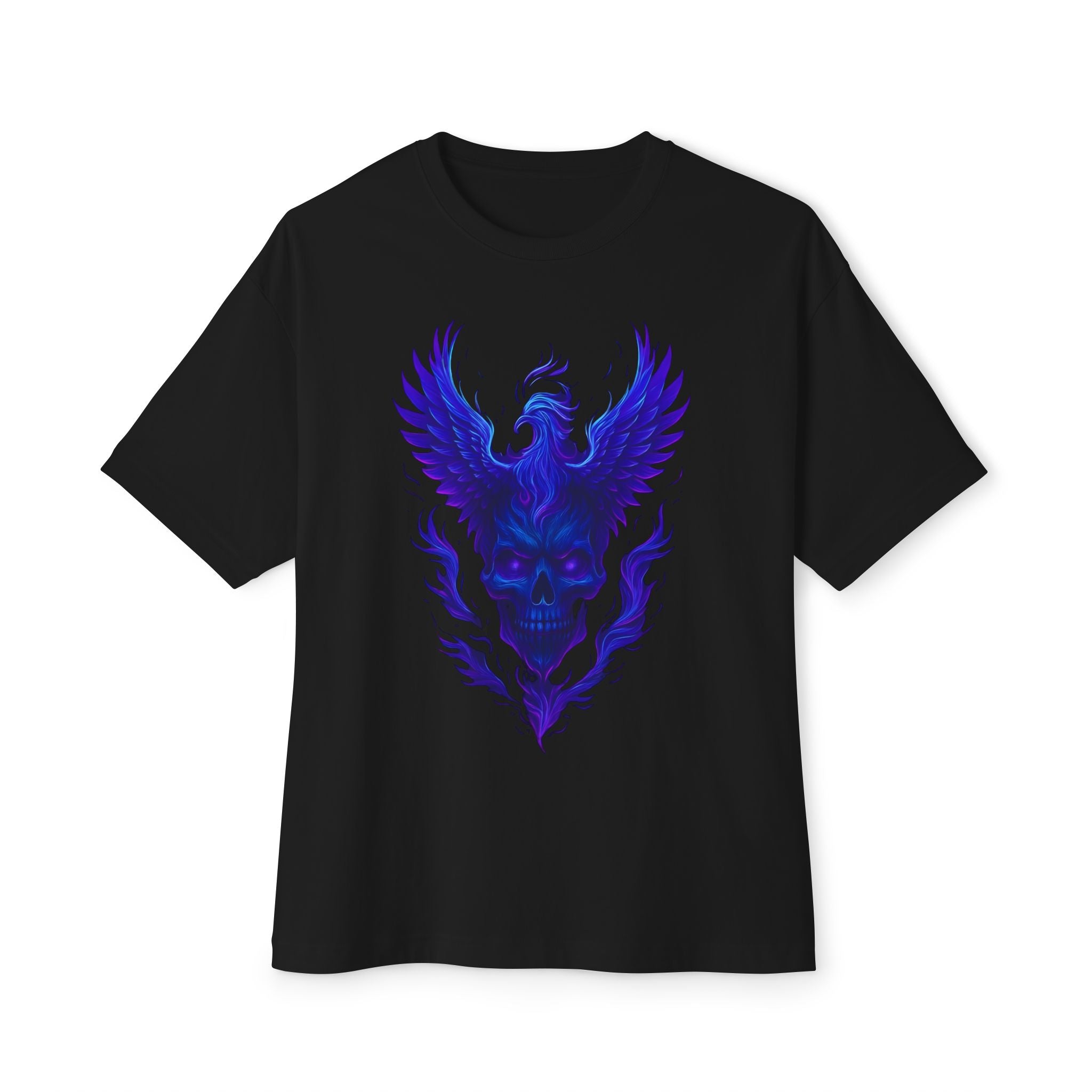 Image of Mystical Phoenix Graphic Tee - Unisex Oversized Boxy Tee, Gothic Shirt, Fantasy Apparel, Unique Gift, Music Festival Wear - DINOS FASHION