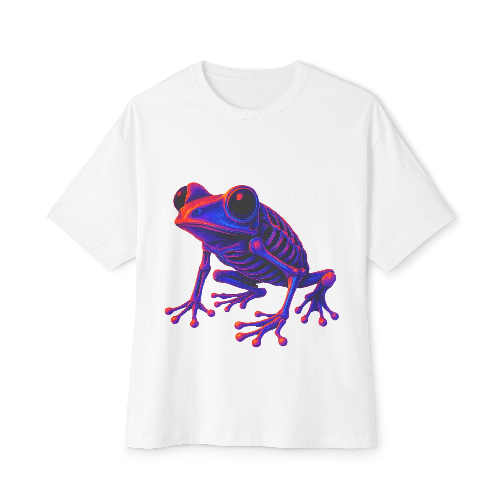 Neon Frog Oversized Boxy Tee | Dinos Streetwear | Psychedelic Nature Art Shirt | Premium Cotton Unisex T-Shirt - DINOS FASHION