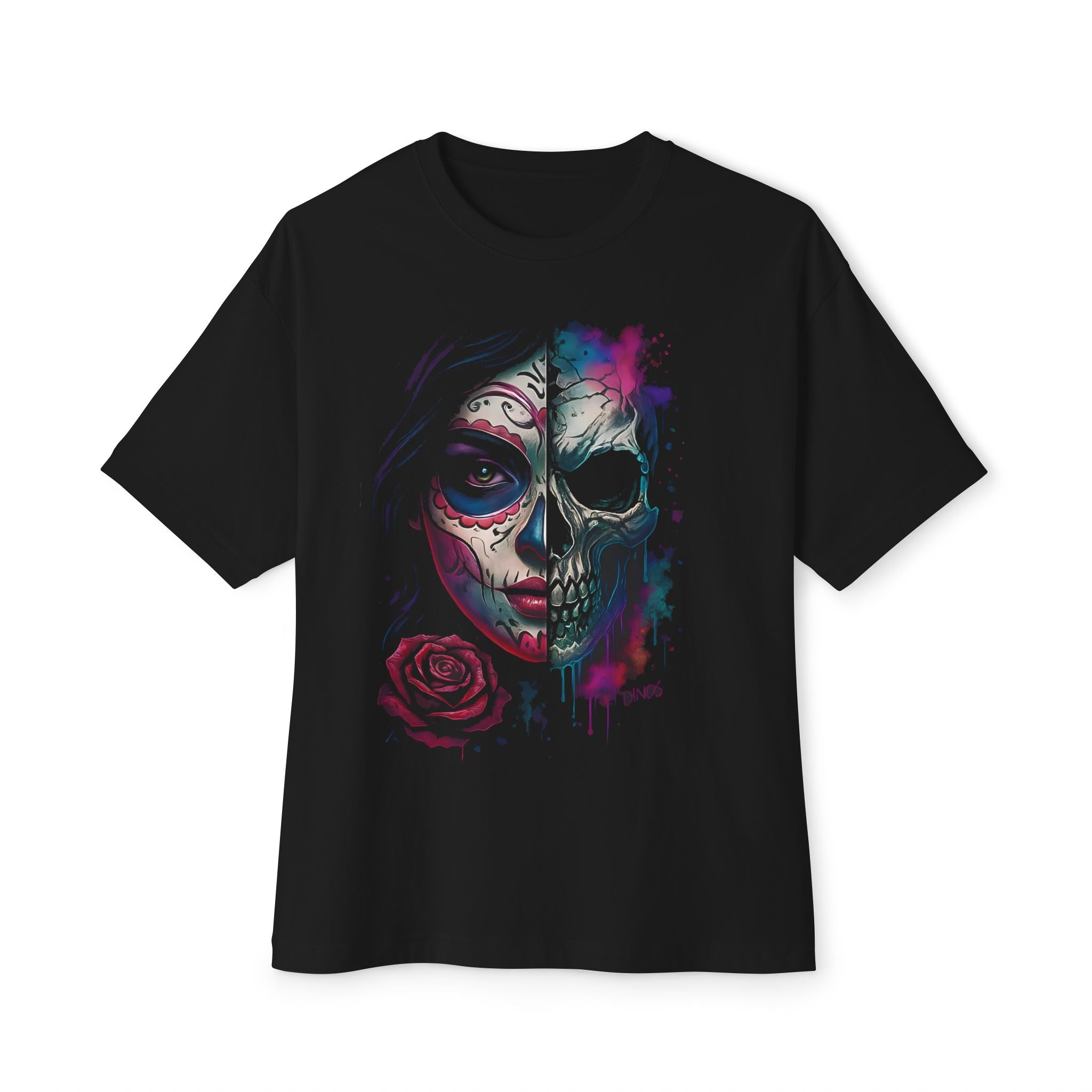 Image of DINOS Chicface Oversized Unisex T-Shirt | Gothic Skull Art Streetwear Tee - DINOS FASHION