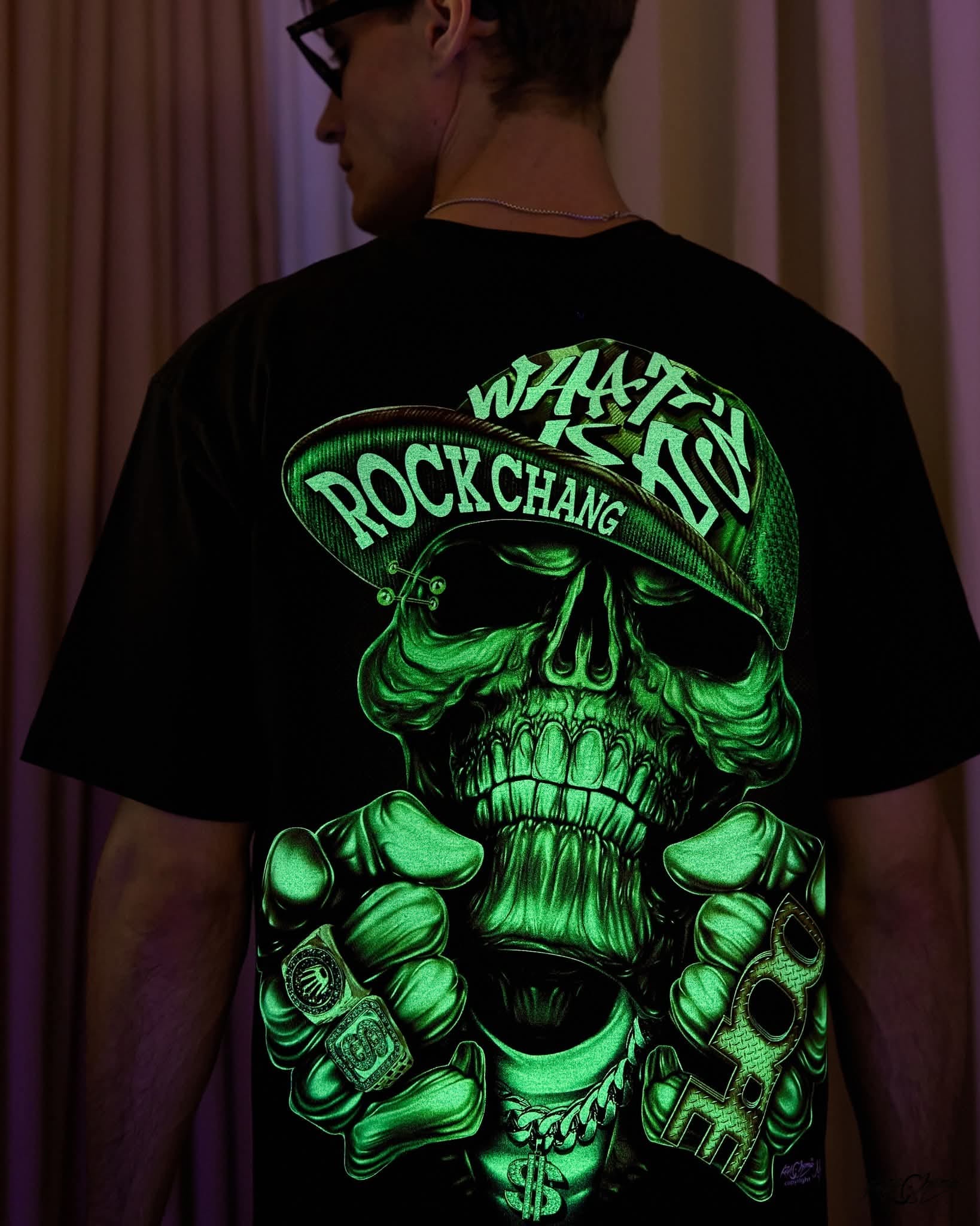 Image of Rock Chang × Dinos — Gold Skull Supreme Tee | 100% Cotton Oversized Streetwear - DINOS FASHION