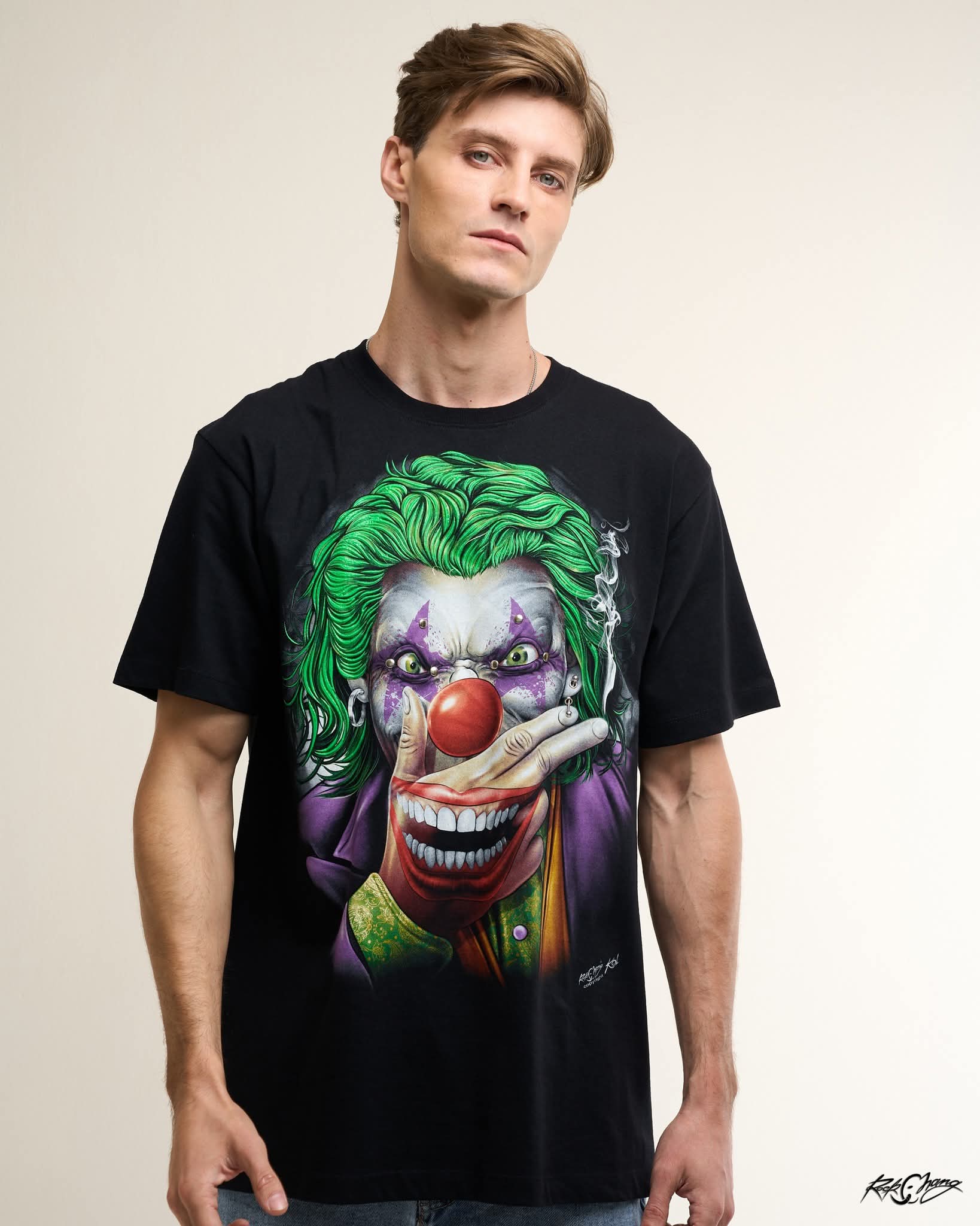 Image of Rock Chang × Dinos — Mad Joker Premium Oversized Tee | 100% Cotton Unisex Streetwear - DINOS FASHION