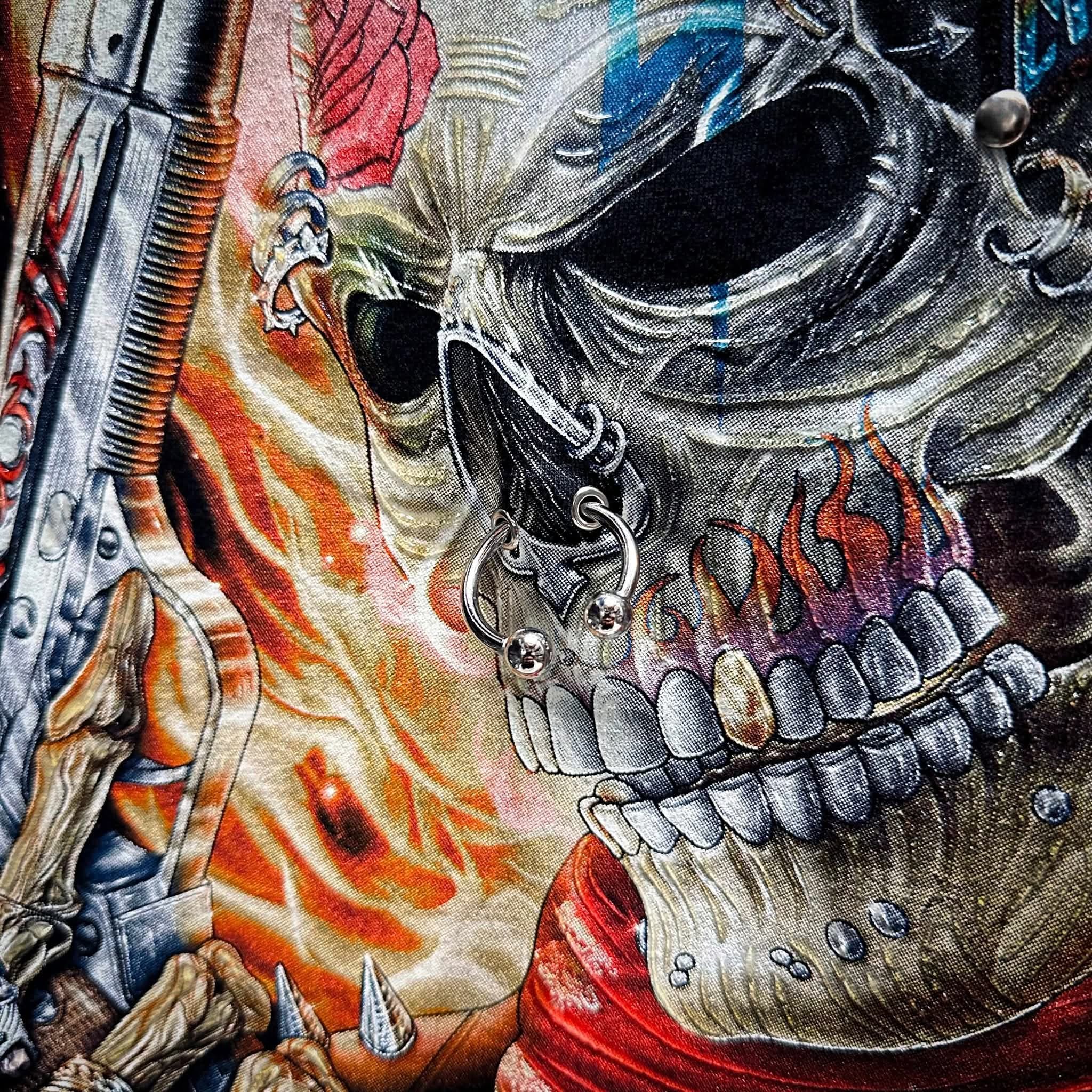 Rock Chang × Dinos — Flaming Skull Revolver Tee | 100% Cotton Premium Oversized Streetwear - DINOS FASHION