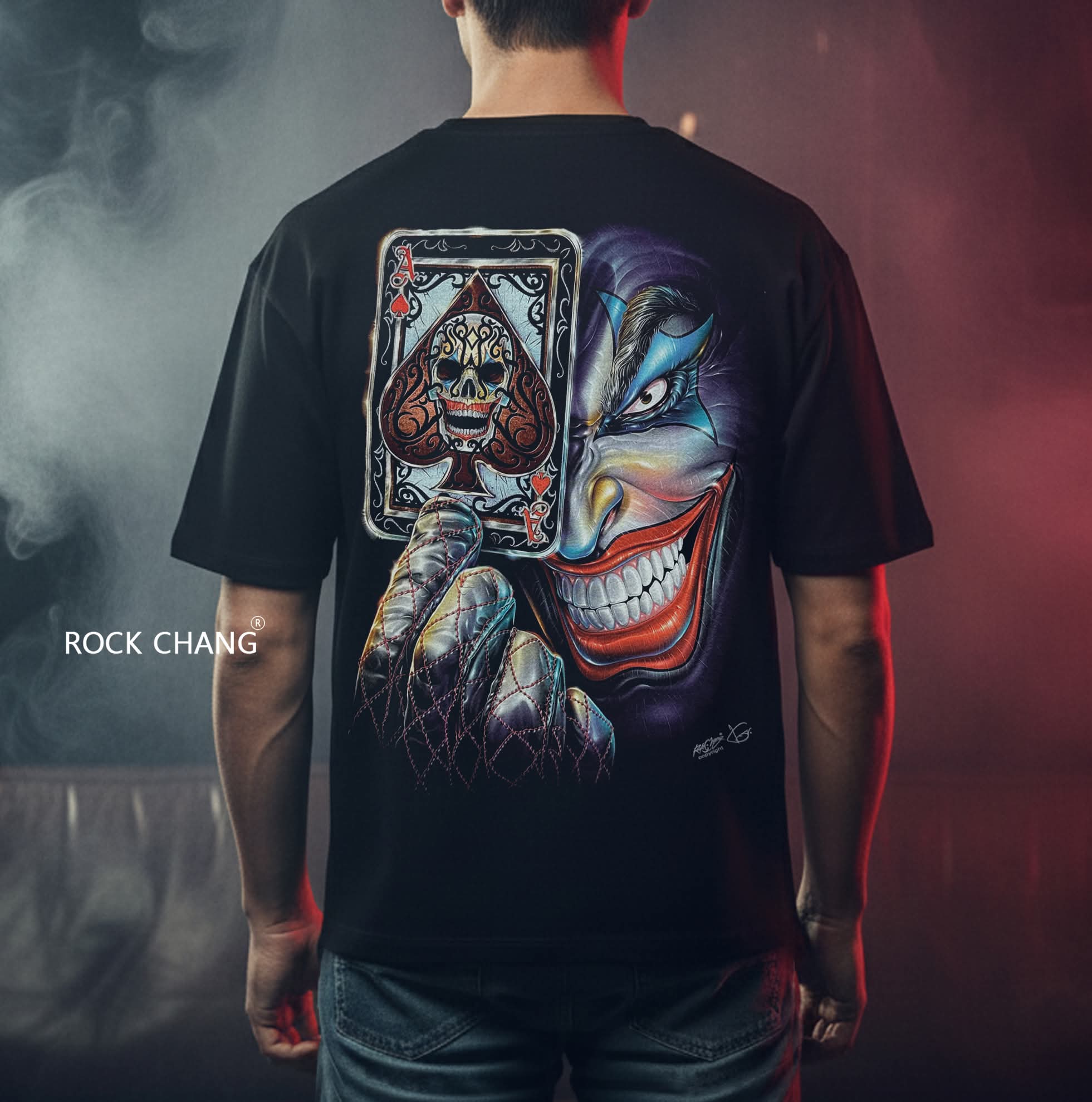 Rock Chang × Dinos — Ace of Skulls Premium Oversized Tee | 100% Cotton Unisex Streetwear - DINOS FASHION